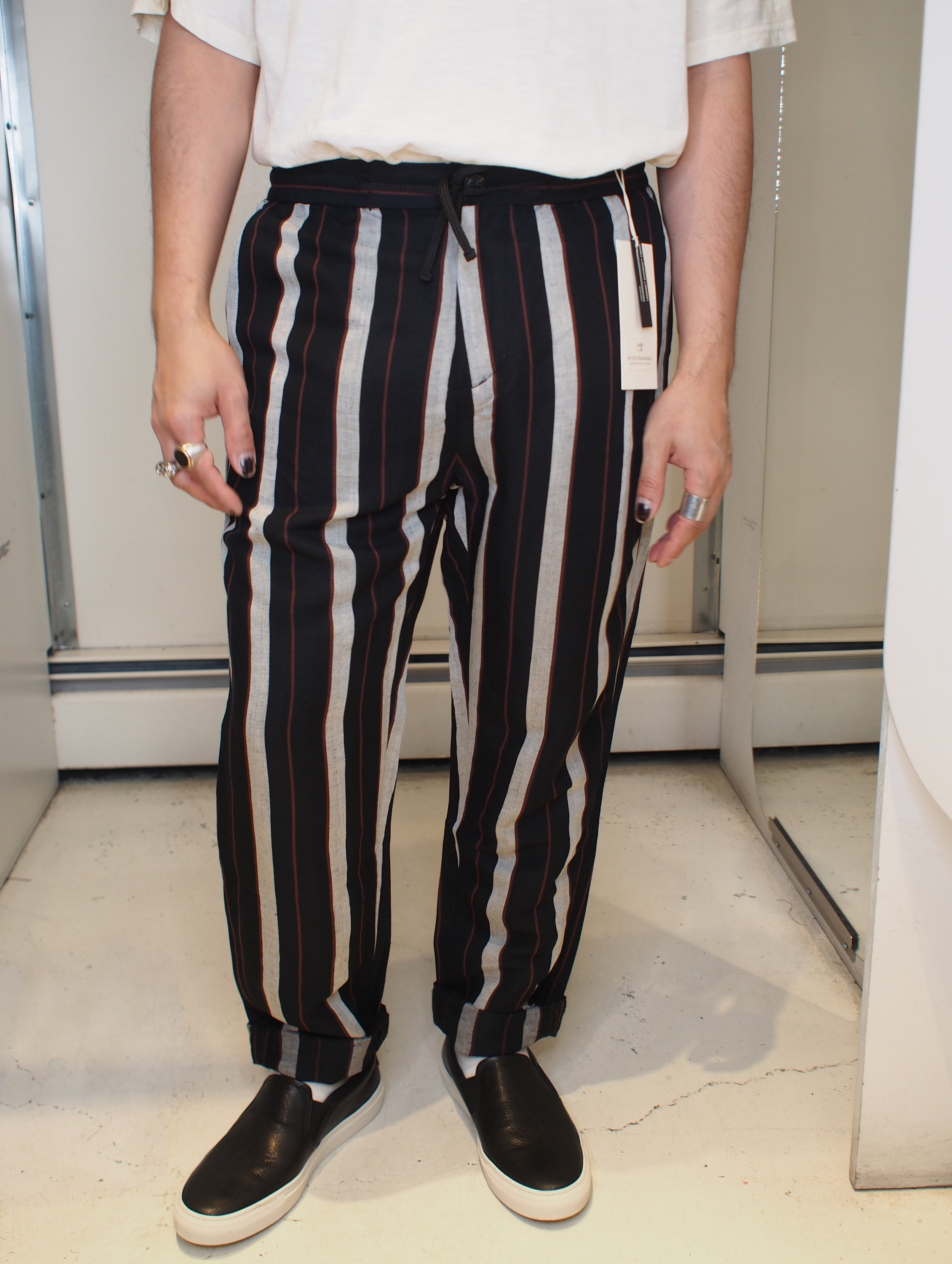 Scotch & Soda FAVE linen blend  tapered trousers  - Bold Stripes