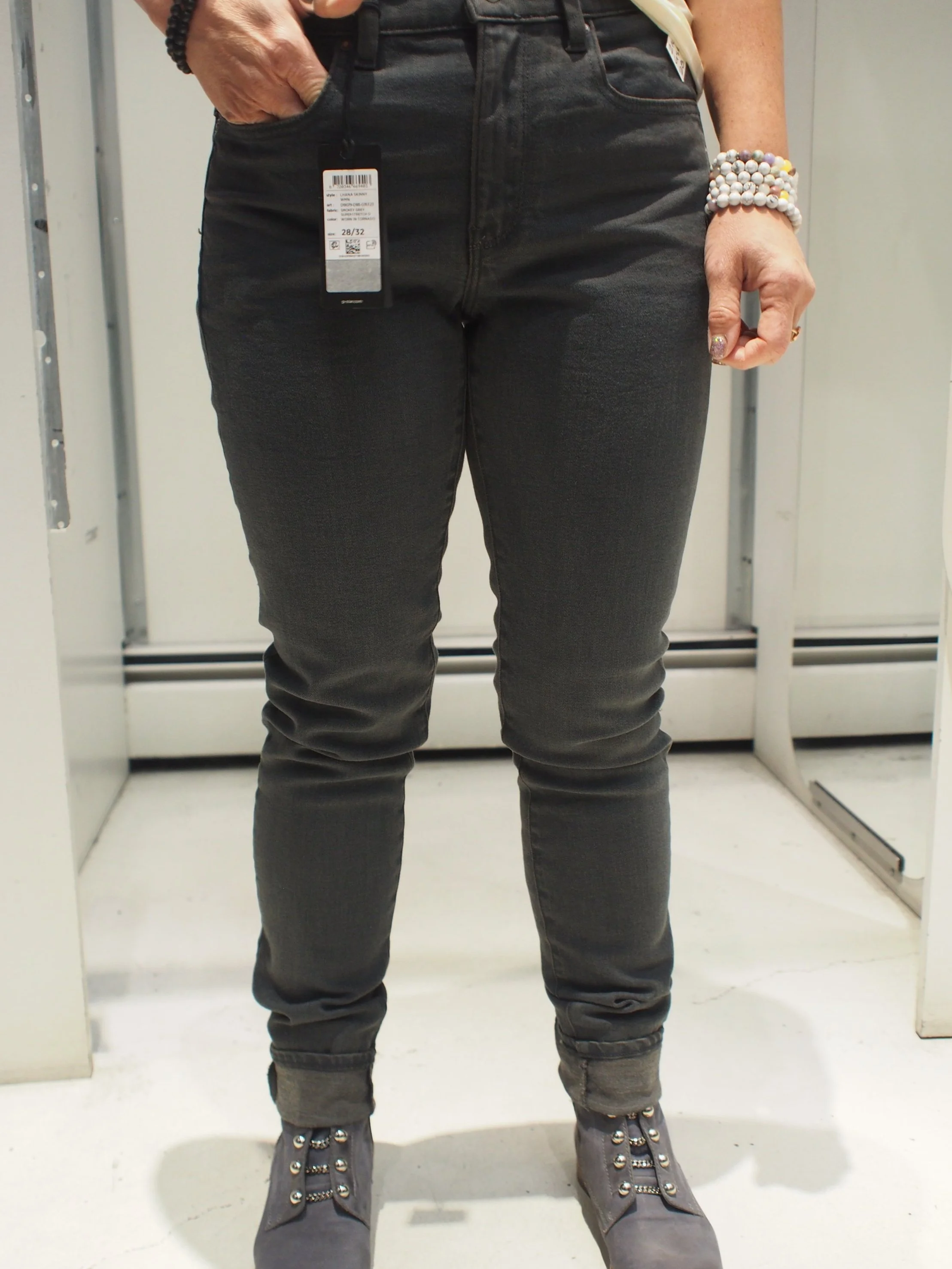 G-Star Raw Lhana Skinny Jeans Worn In Tornado Grey