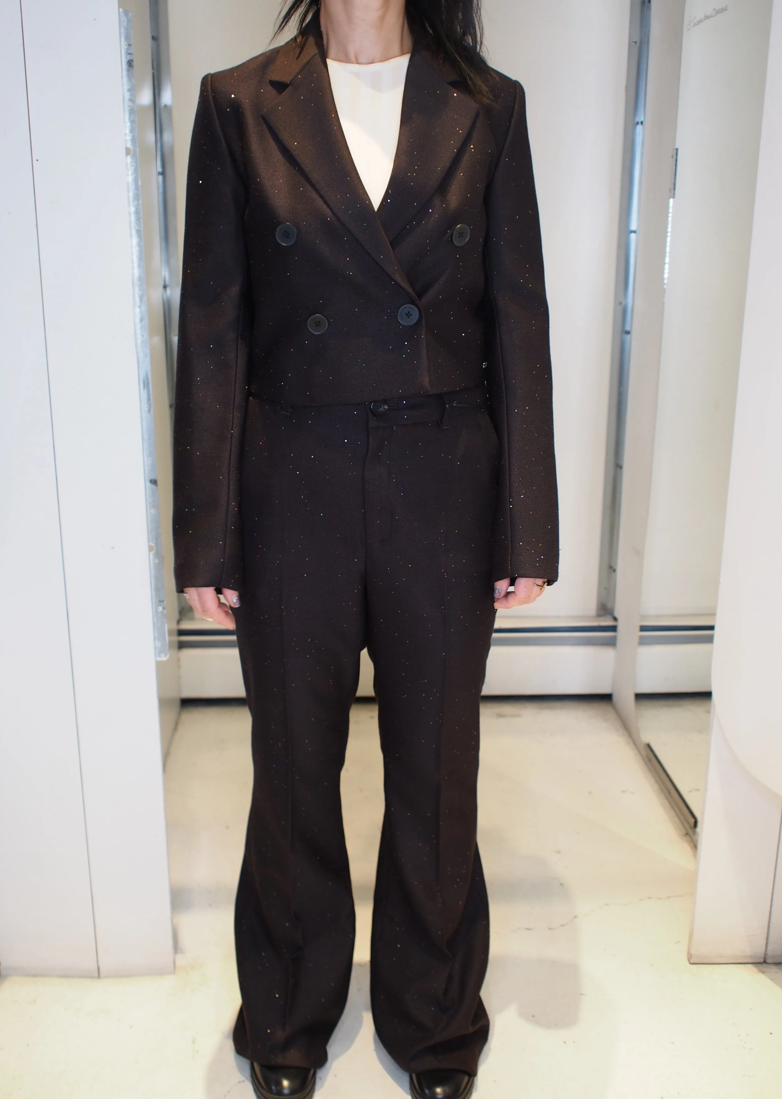 Maison Scotch & Soda Festive Cropped Blazer with matching Flare Trousers