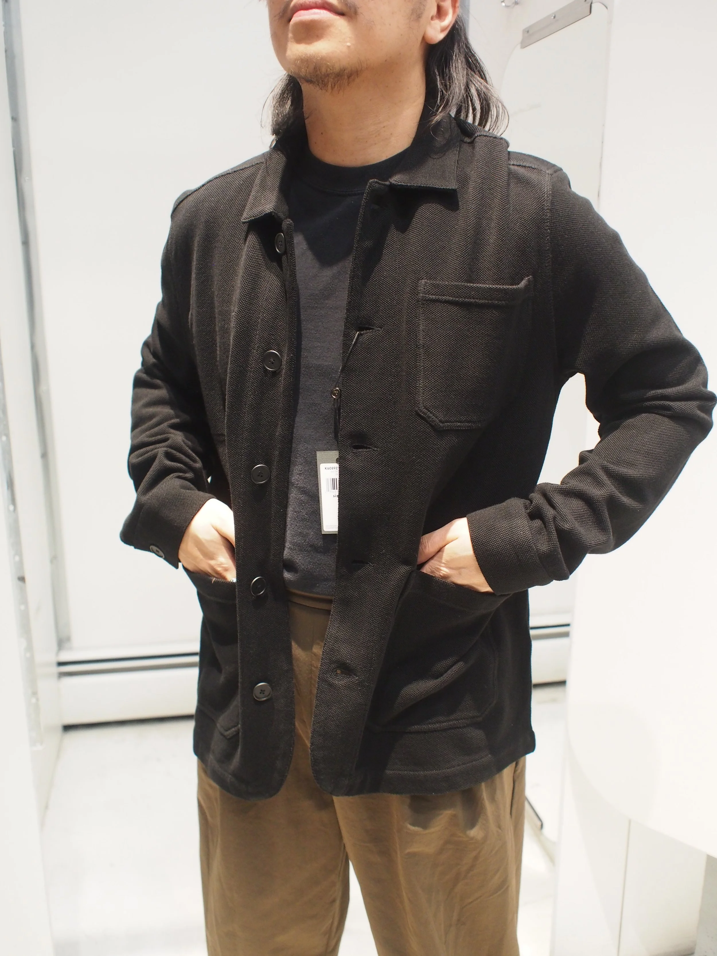 John Varvatos Kenmare Seed stitch knitted chore jacket - Black