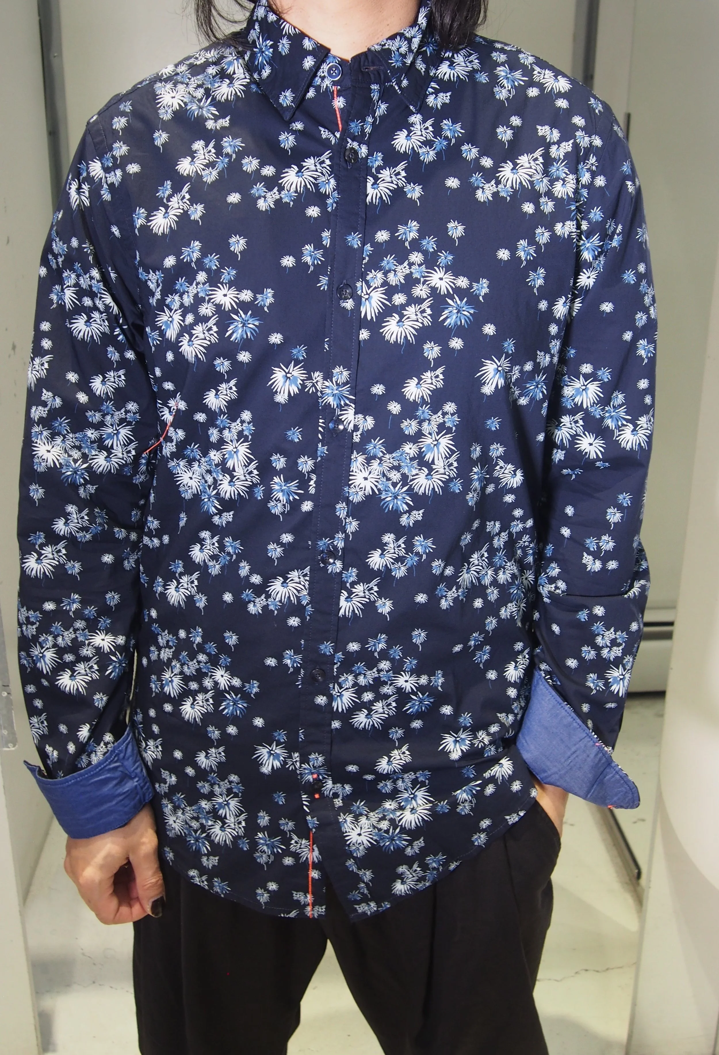 Scotch & Soda slim fit all over printed poplin l/s shirt - Blue Fireworks