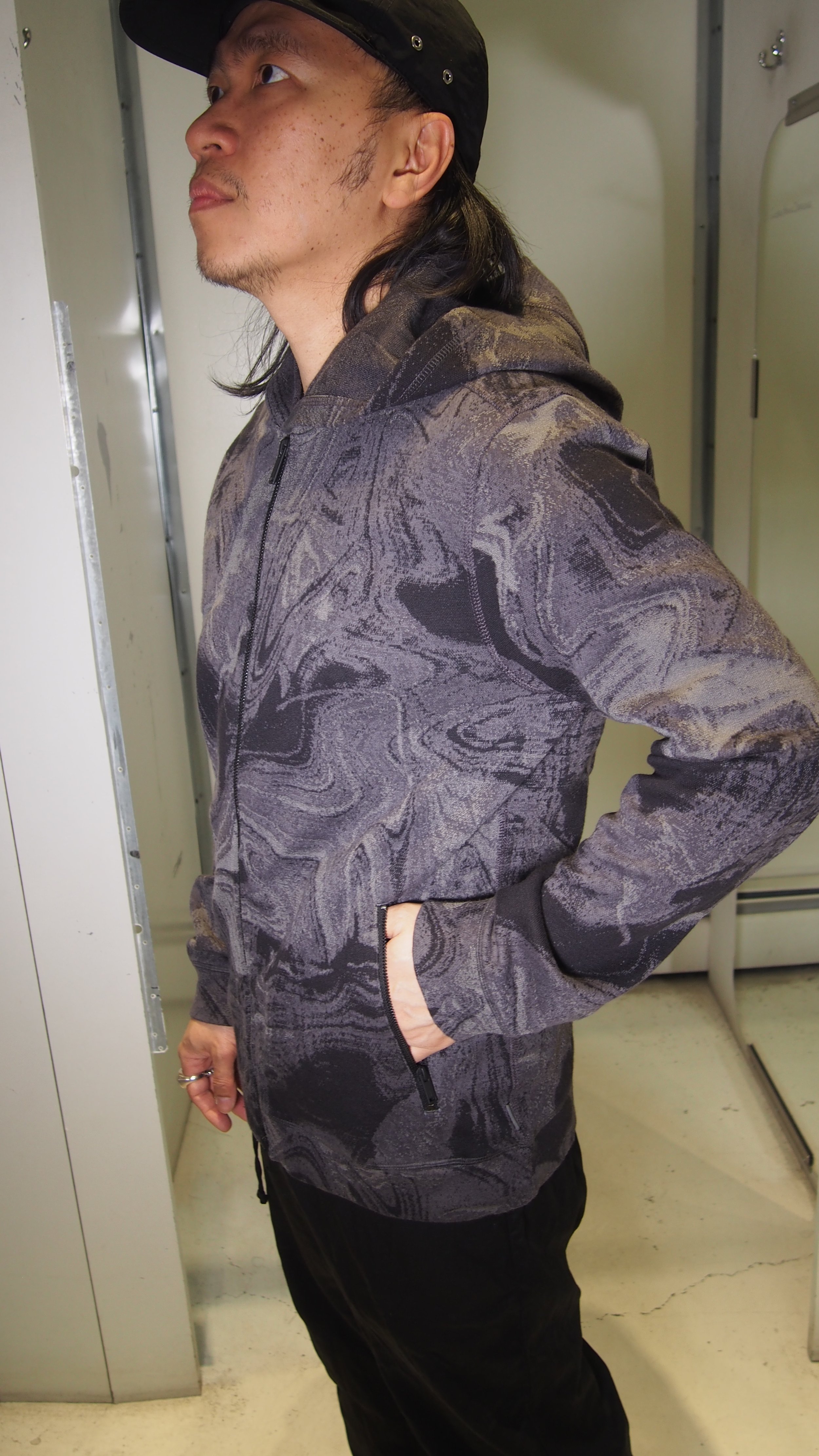 John Varvatos Nova FZ Knit Jacquard Hooded Zip Sweater - Dynamic