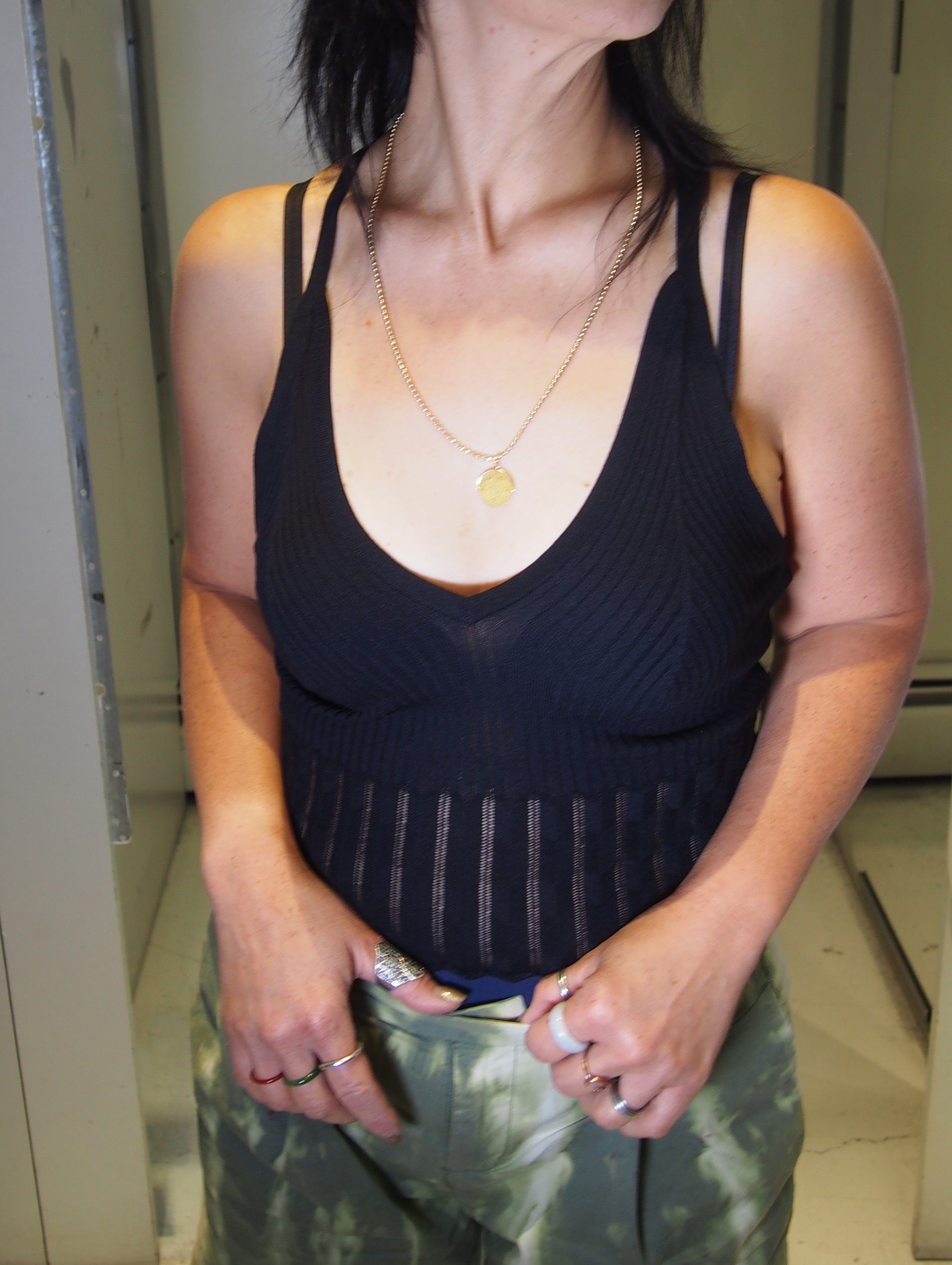 Maison Scotch & Soda pointelle crop knitted tank top - Black