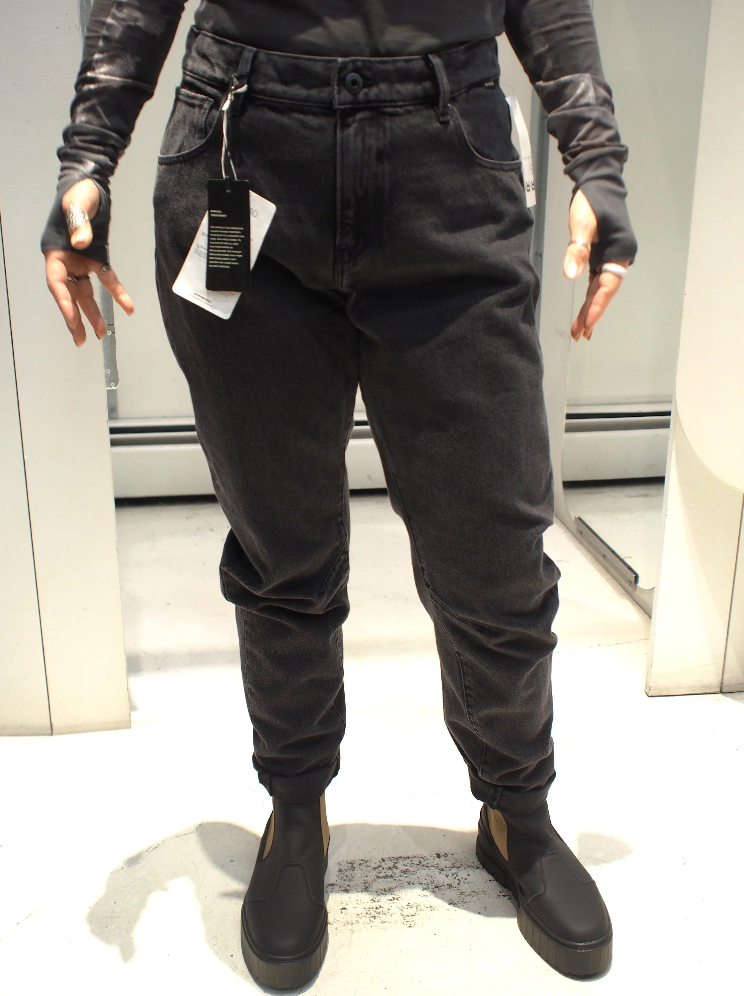 G-Star Raw Arc 3D BF Jeans - Bullet Organic BLK Denim - Worn in Black Smoke
