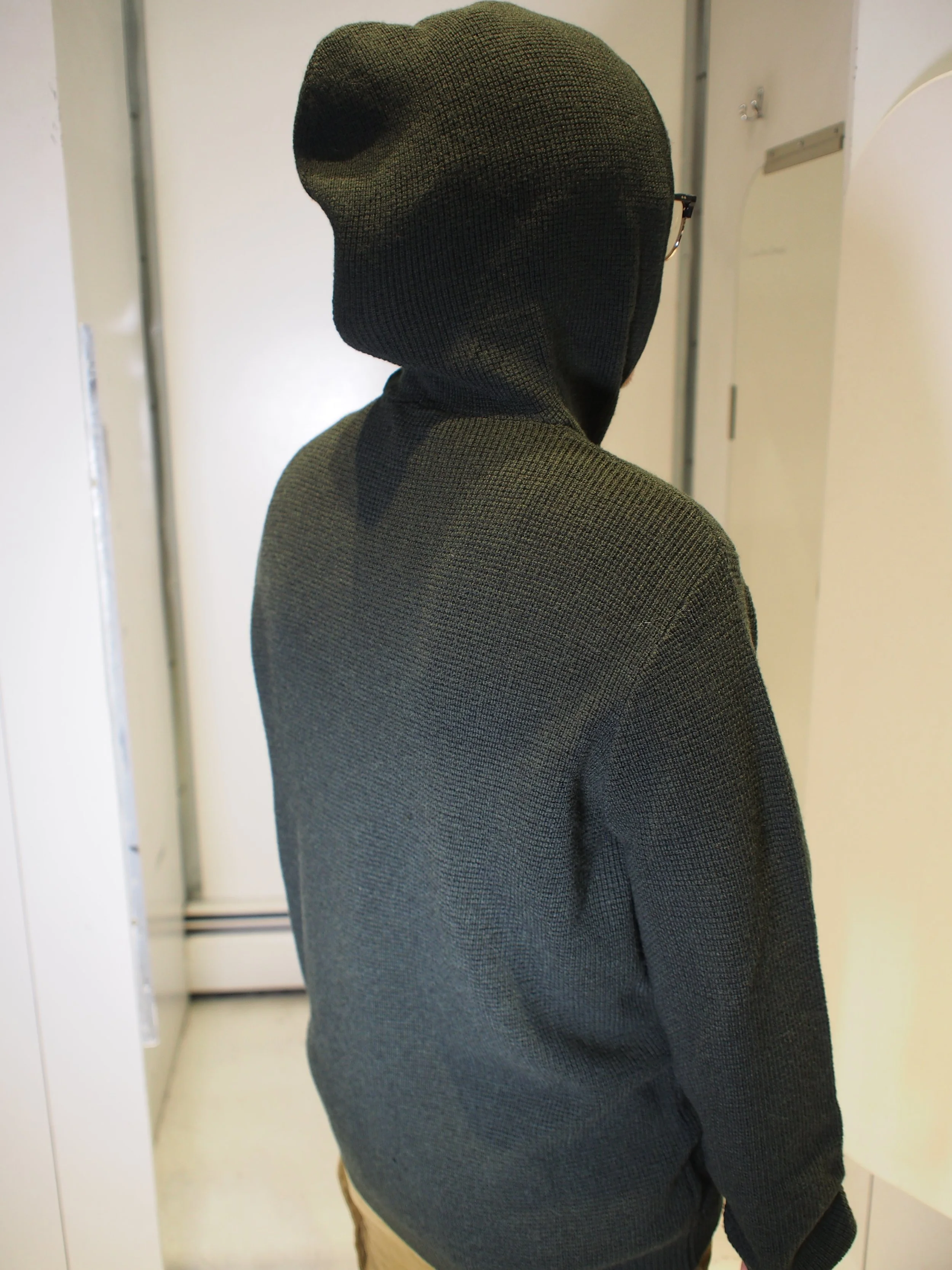 Good Man Brand Merino Wool Waffle Knit Pullover hoodie - Riffle Green Dark  — global atomic designs inc