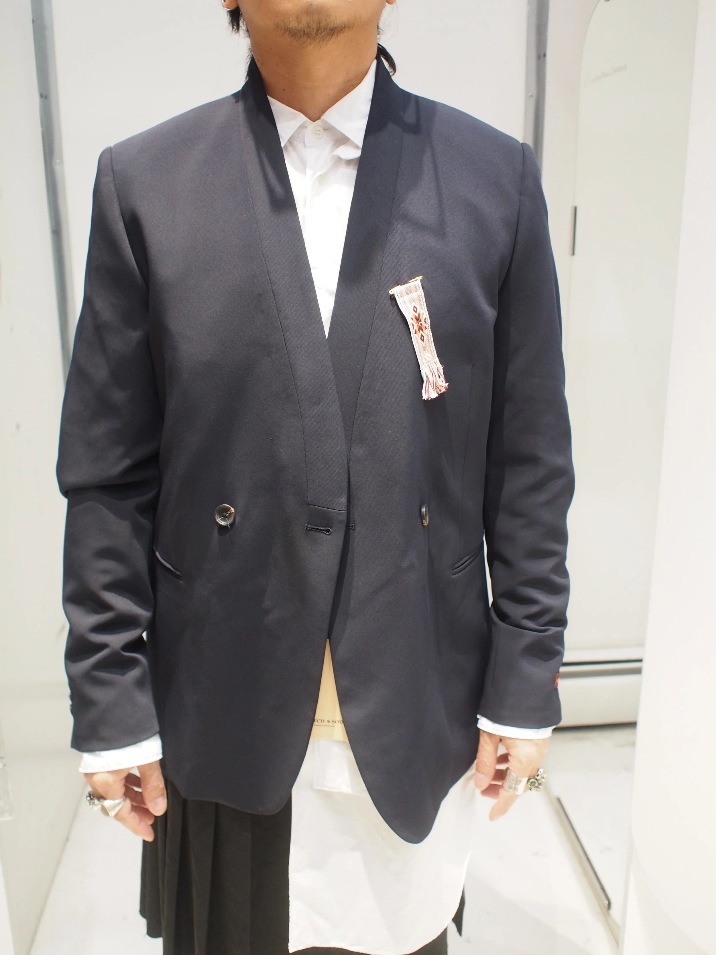 Scotch & Soda collarless double breasted kimono blazer - Night