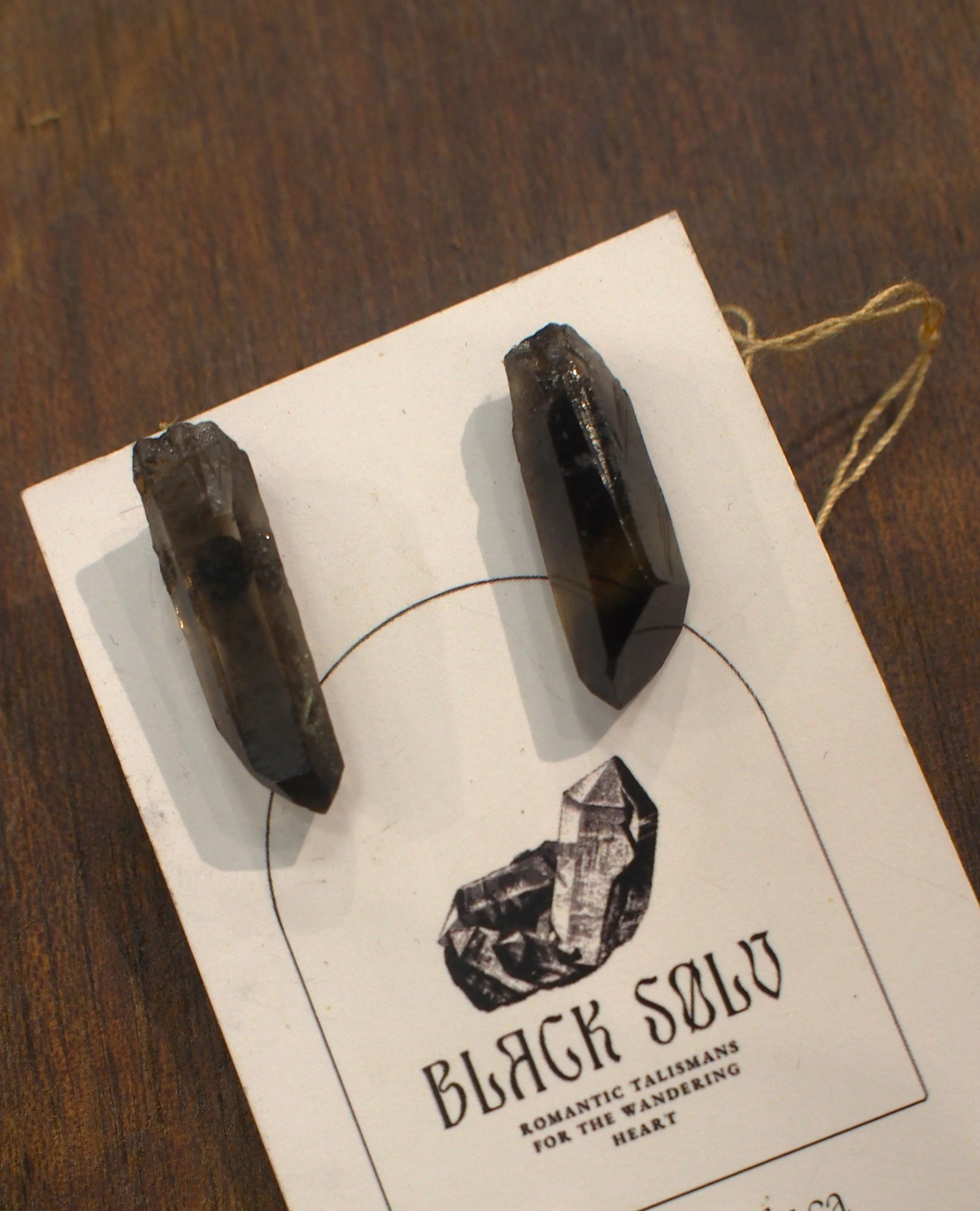 BLACK SOLV irregular smokey quartz earrings