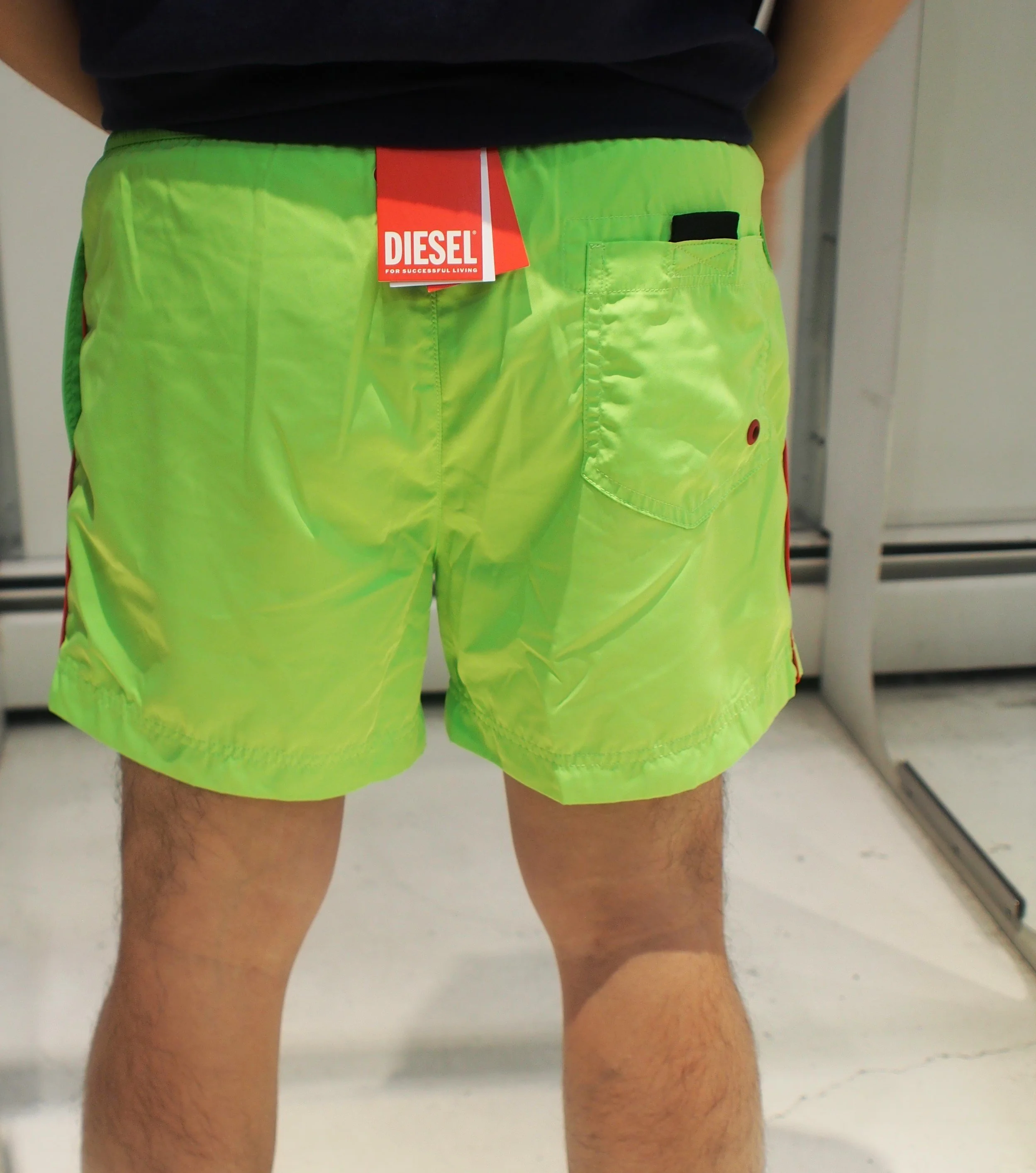 DIESEL BMBX-KEN mid swim shorts with side piping - Highlighter