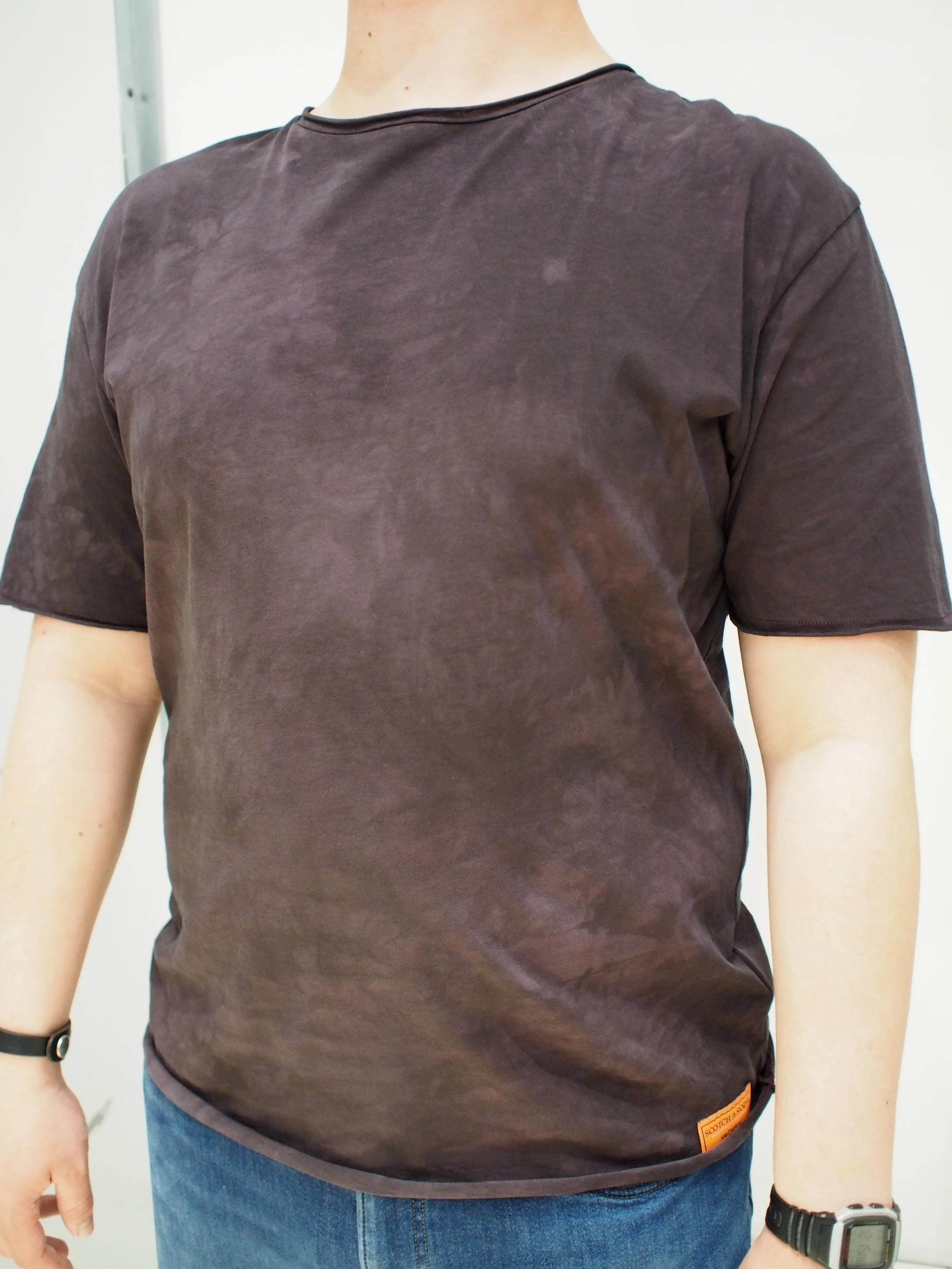 Scotch & Soda Cloud dyed roll neck relaxed fit t-shirt - Dk Plum/ Dk Brown