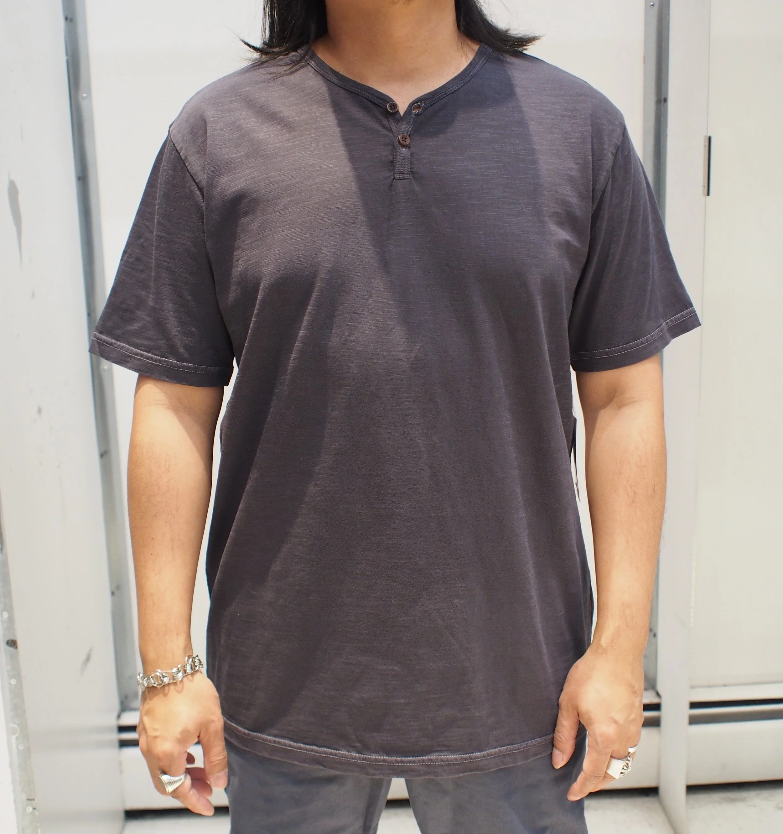 KATIN Folk slub jersey s/s henley - Polar Navy