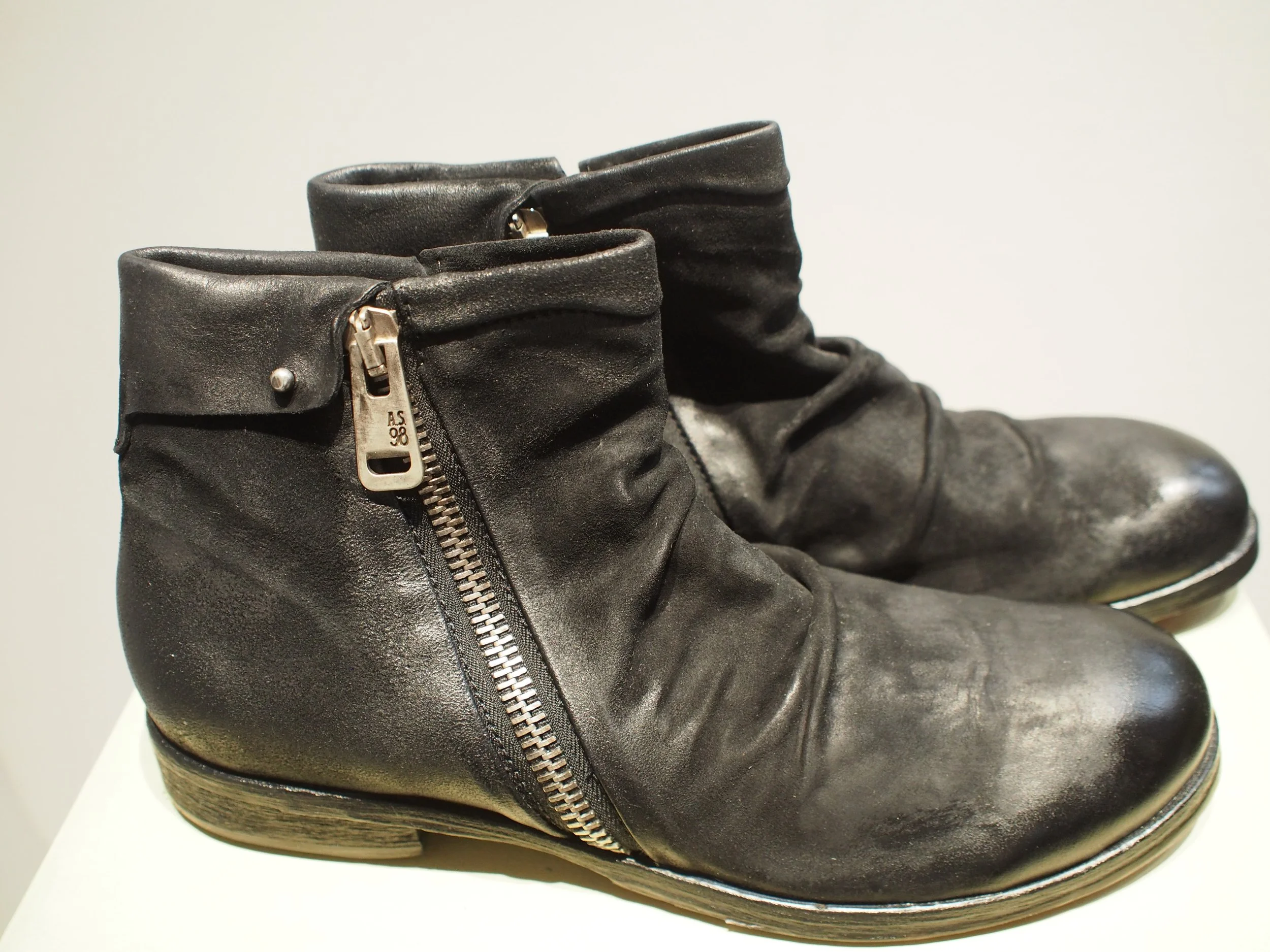 AS.98 The Clash- Double zip leather ankle boots - Black — GLOBAL