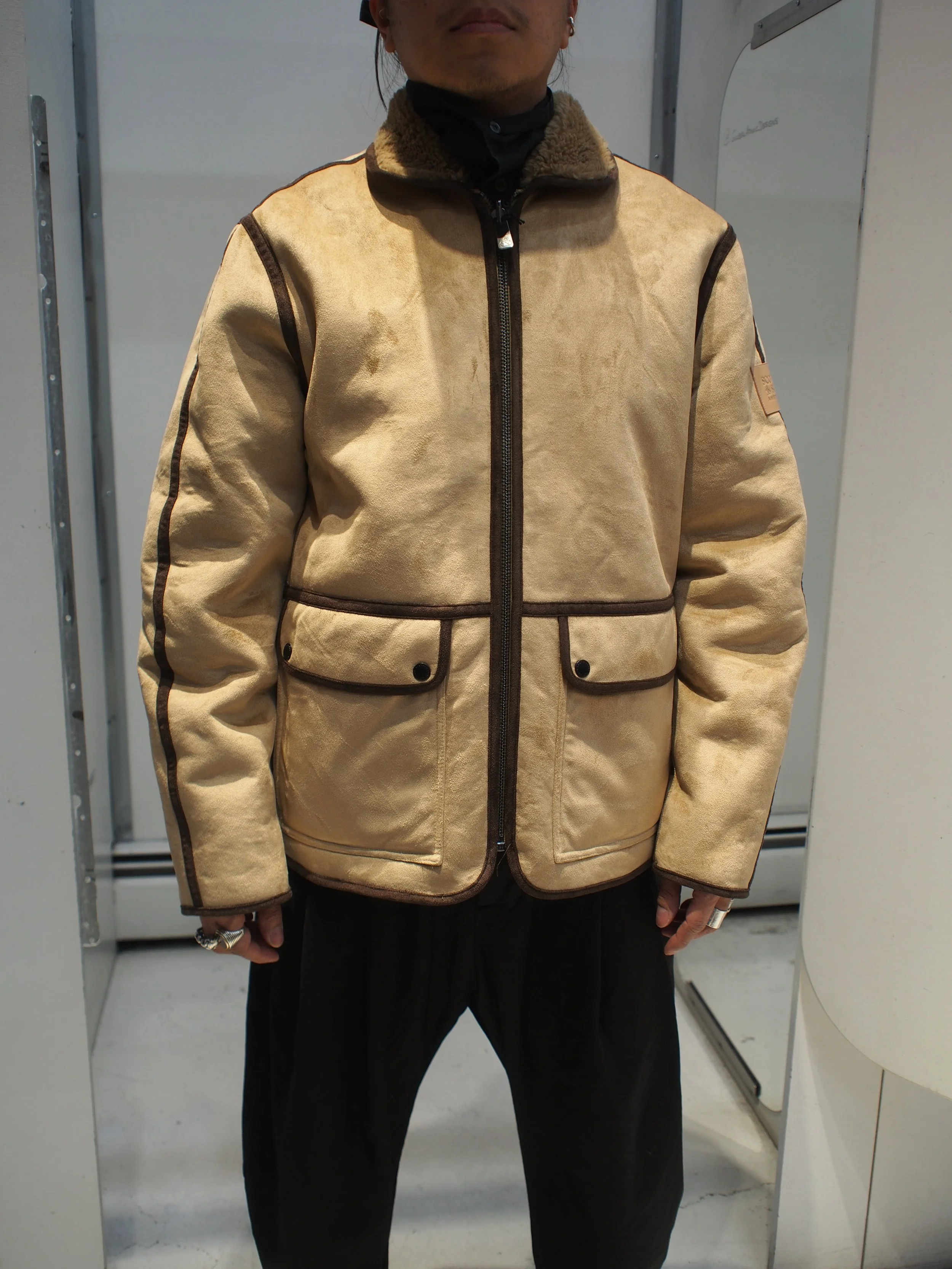 Scotch Soda Faux Shearling reversible aviator jacket Tanning