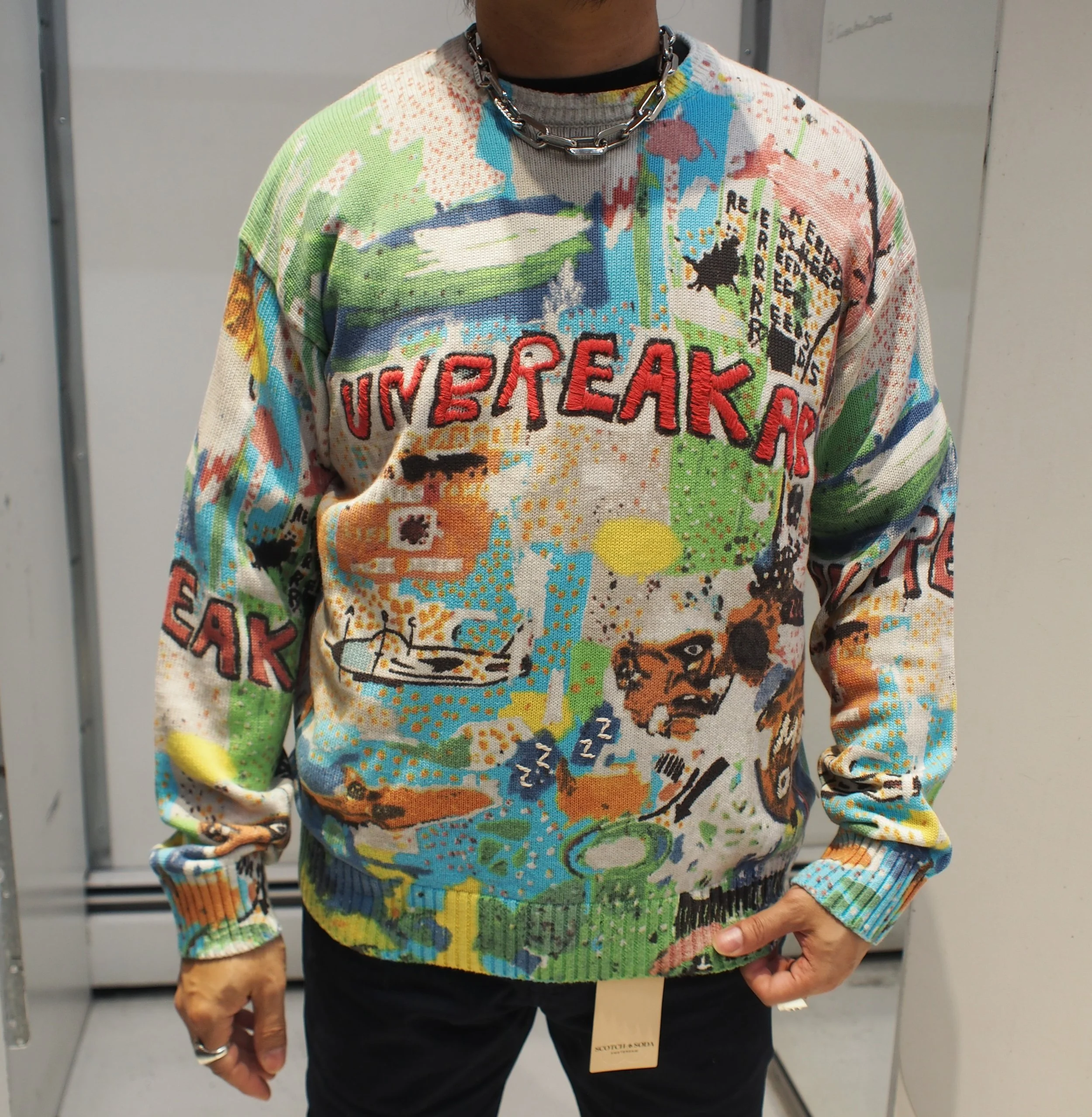 Scotch & Soda x Basquiat printed loose fit pullover sweater - Unbreakable