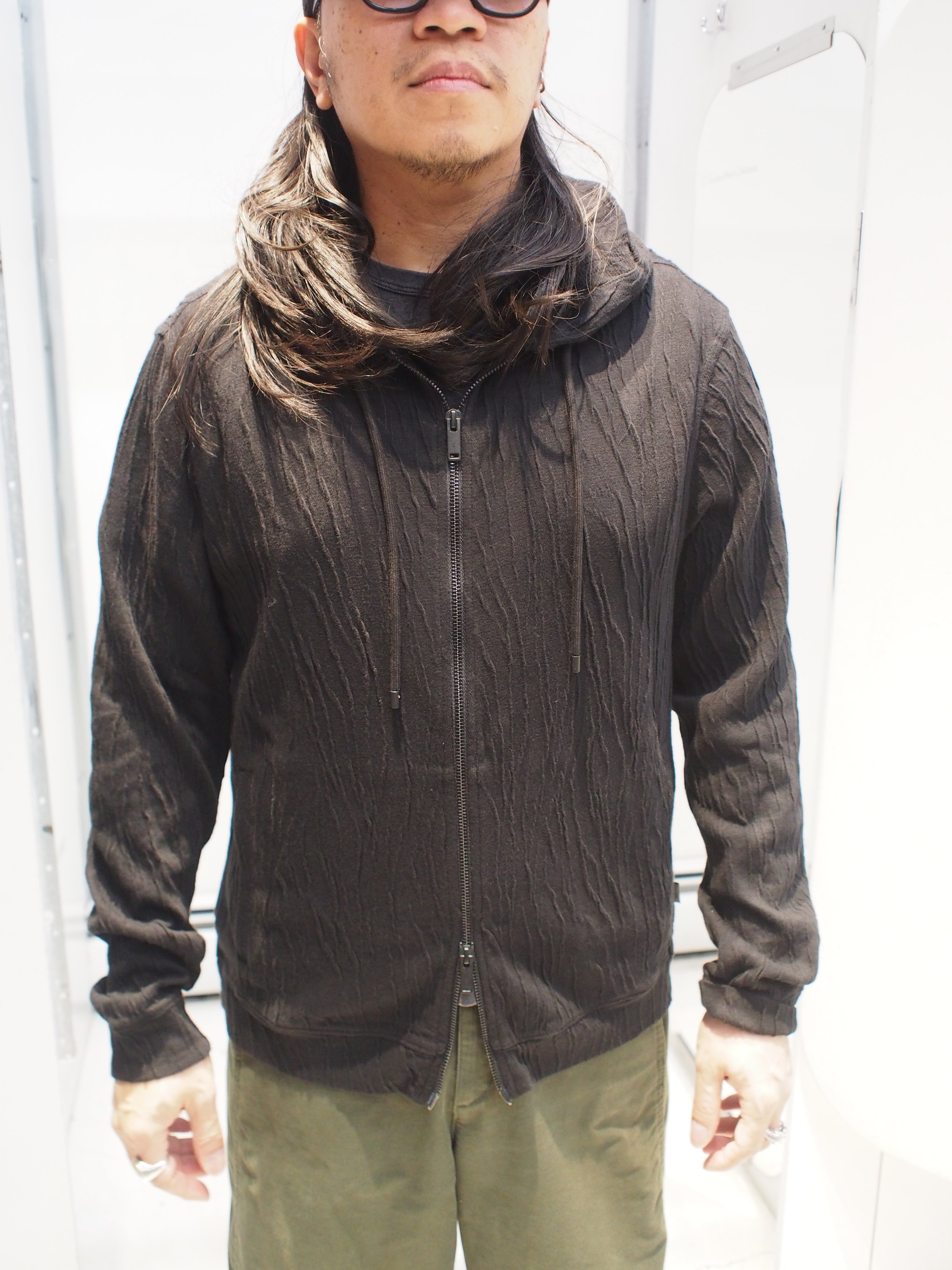 John Varvatos Ihsan Jacquard textured full zip hoodie - Black