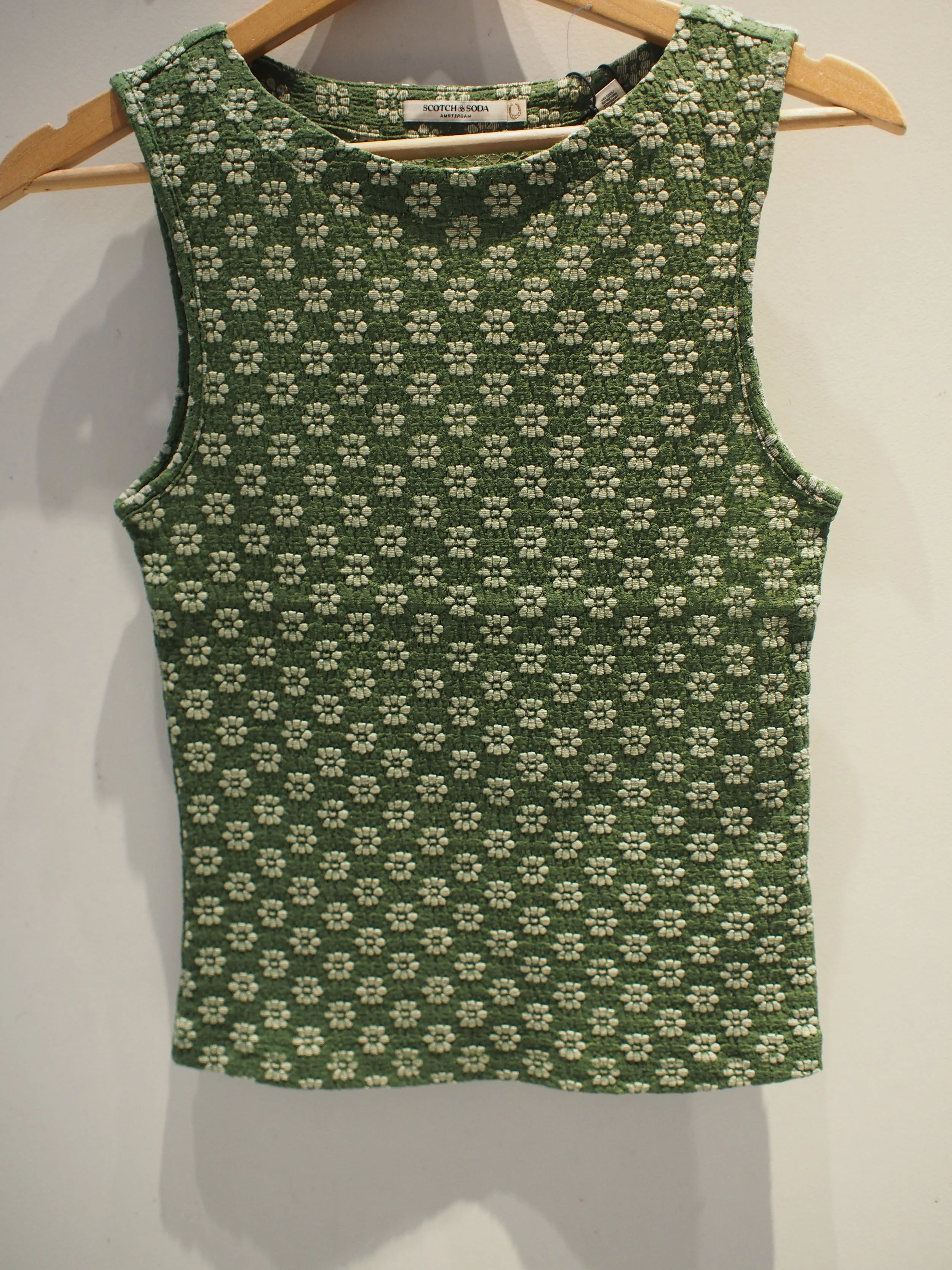 Scotch & Soda Structured slash neck tank - Garden Green