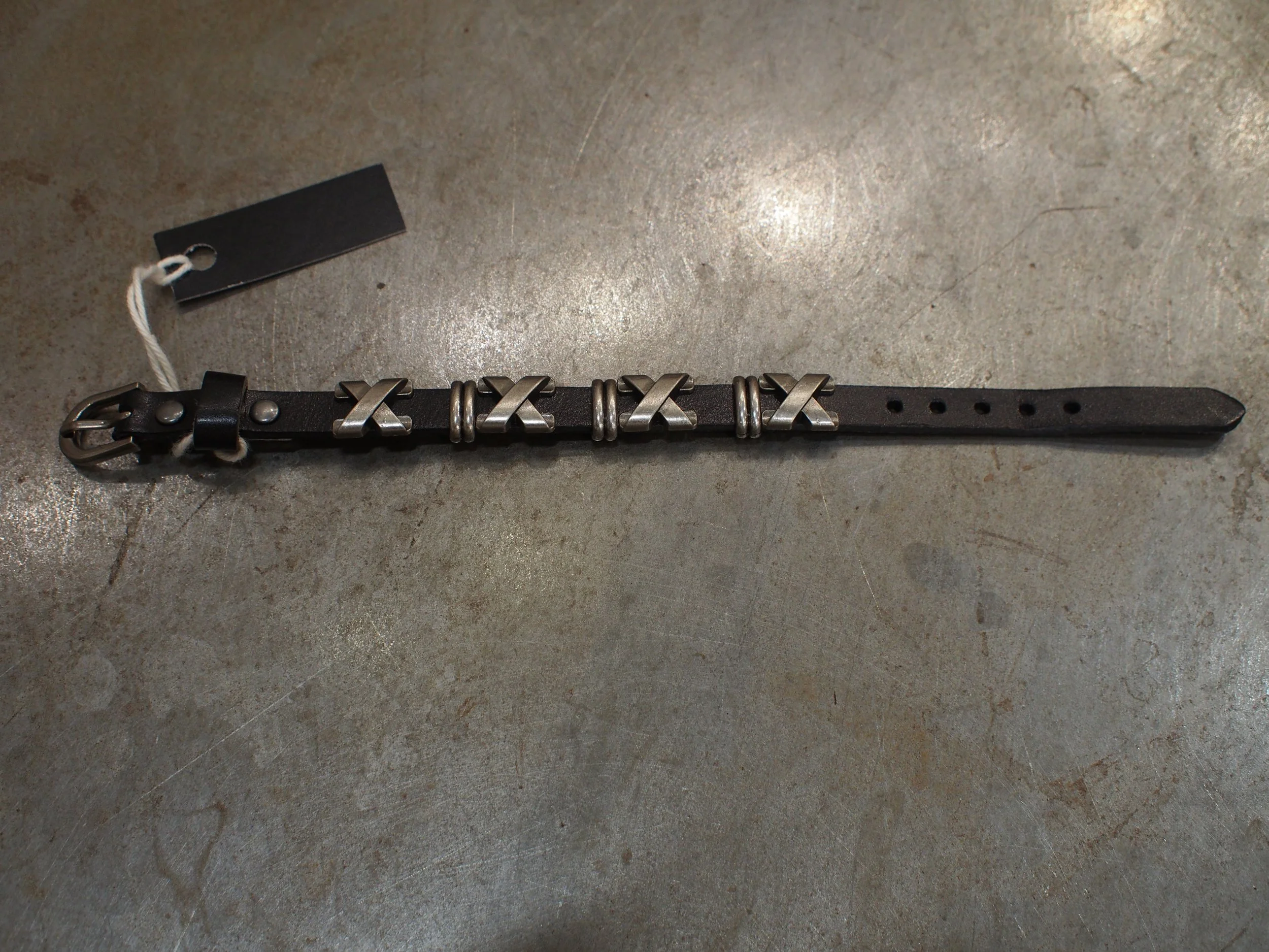 Oz  X-Embellished Leather Bracelet