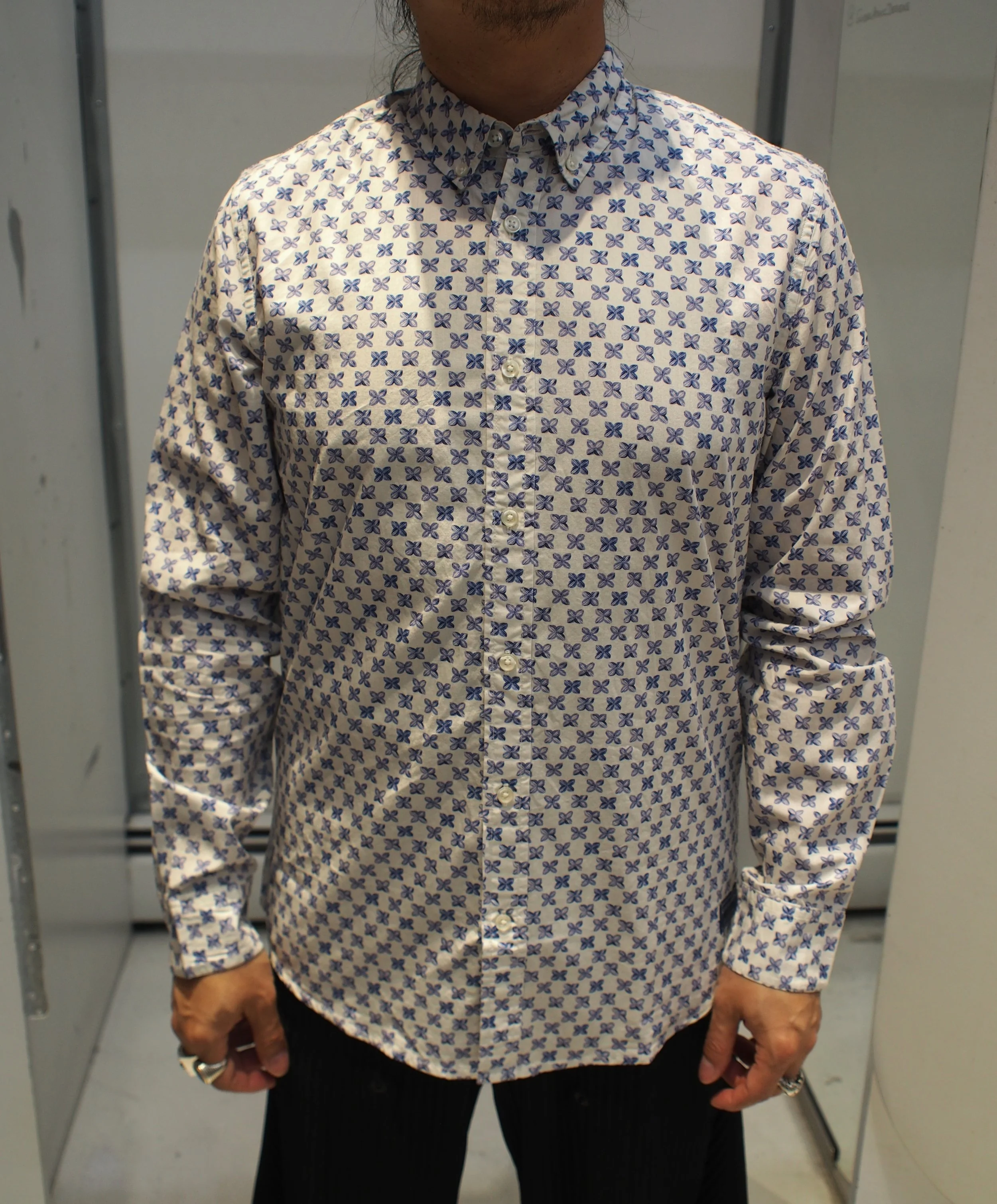 Scotch & Soda Micro printed slim fit l/s shirt - Tiles Flower Blue
