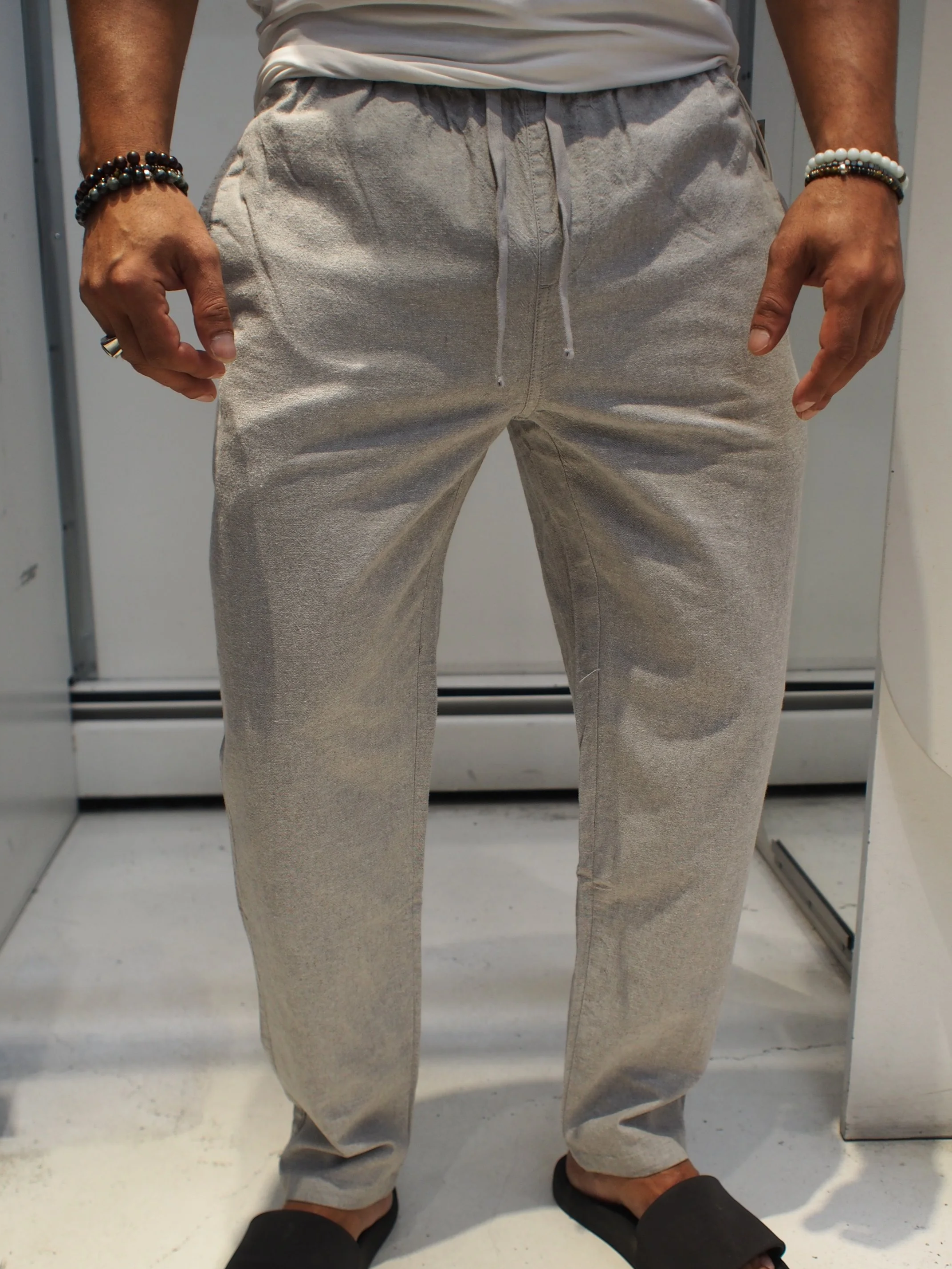 KATIN Isaiah cotton linen local tapered pants - Neutral Grey