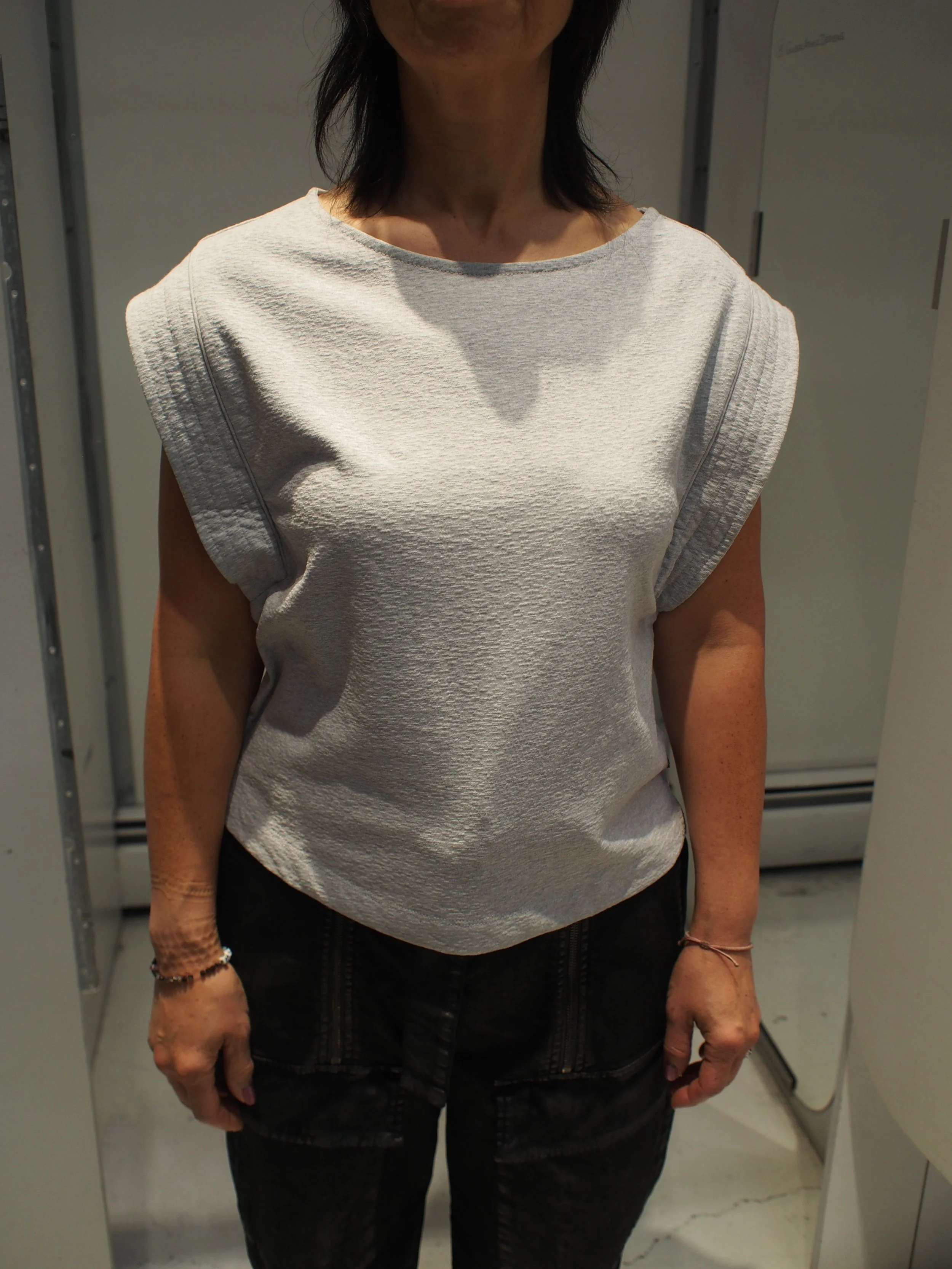 Scotch & Soda Square boatneck sweat top - Heather Grey