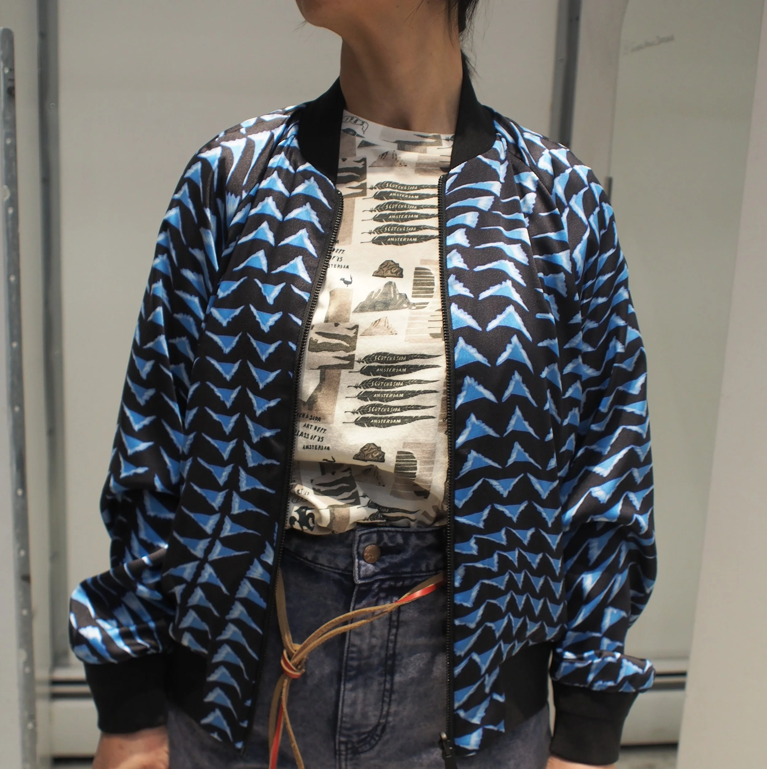 Scotch & Soda Mirror-Scape Reversible bomber jacket - Black/Sky Blue