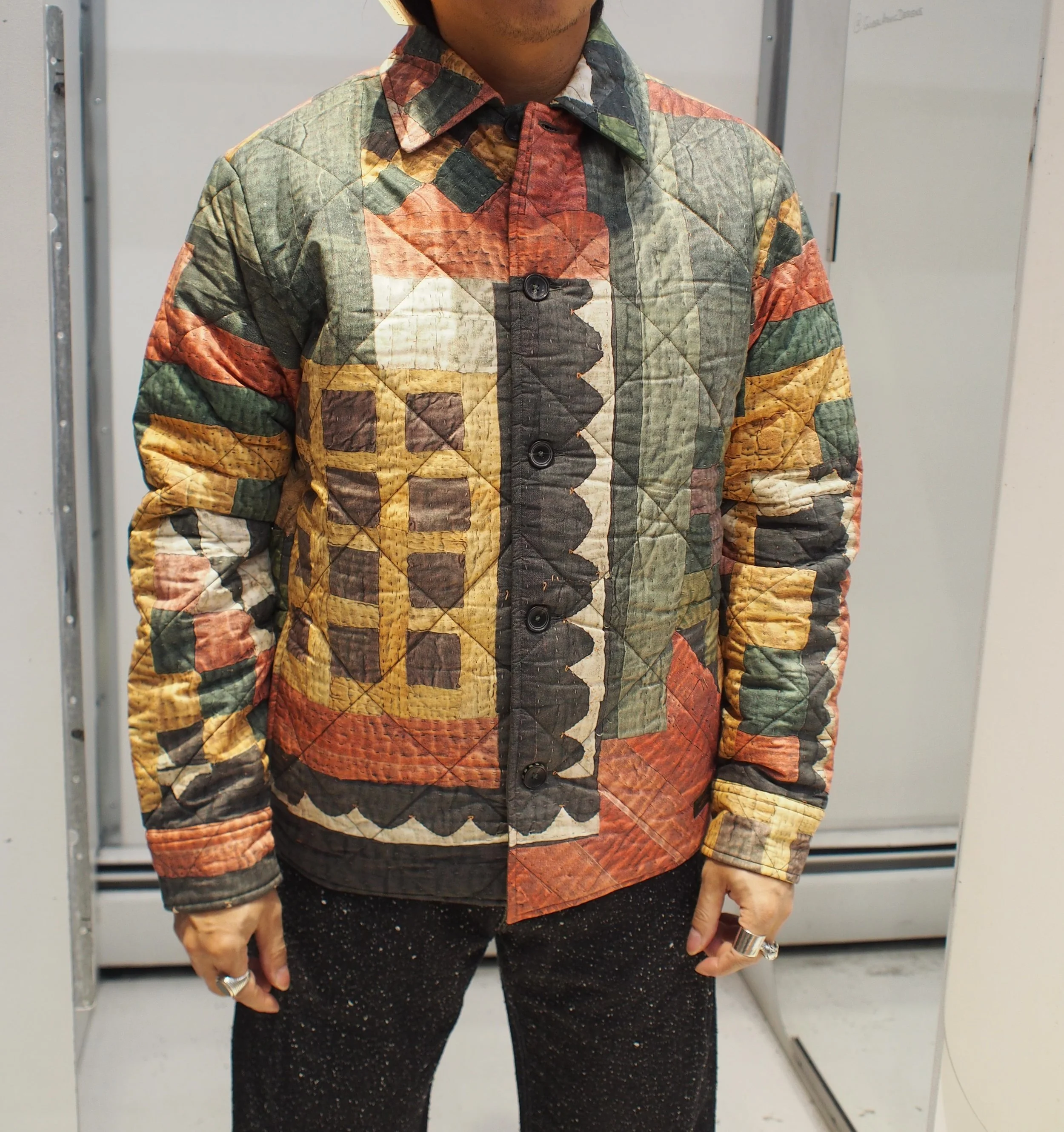 Scotch & Soda Patchwork mountain print padded overshirt