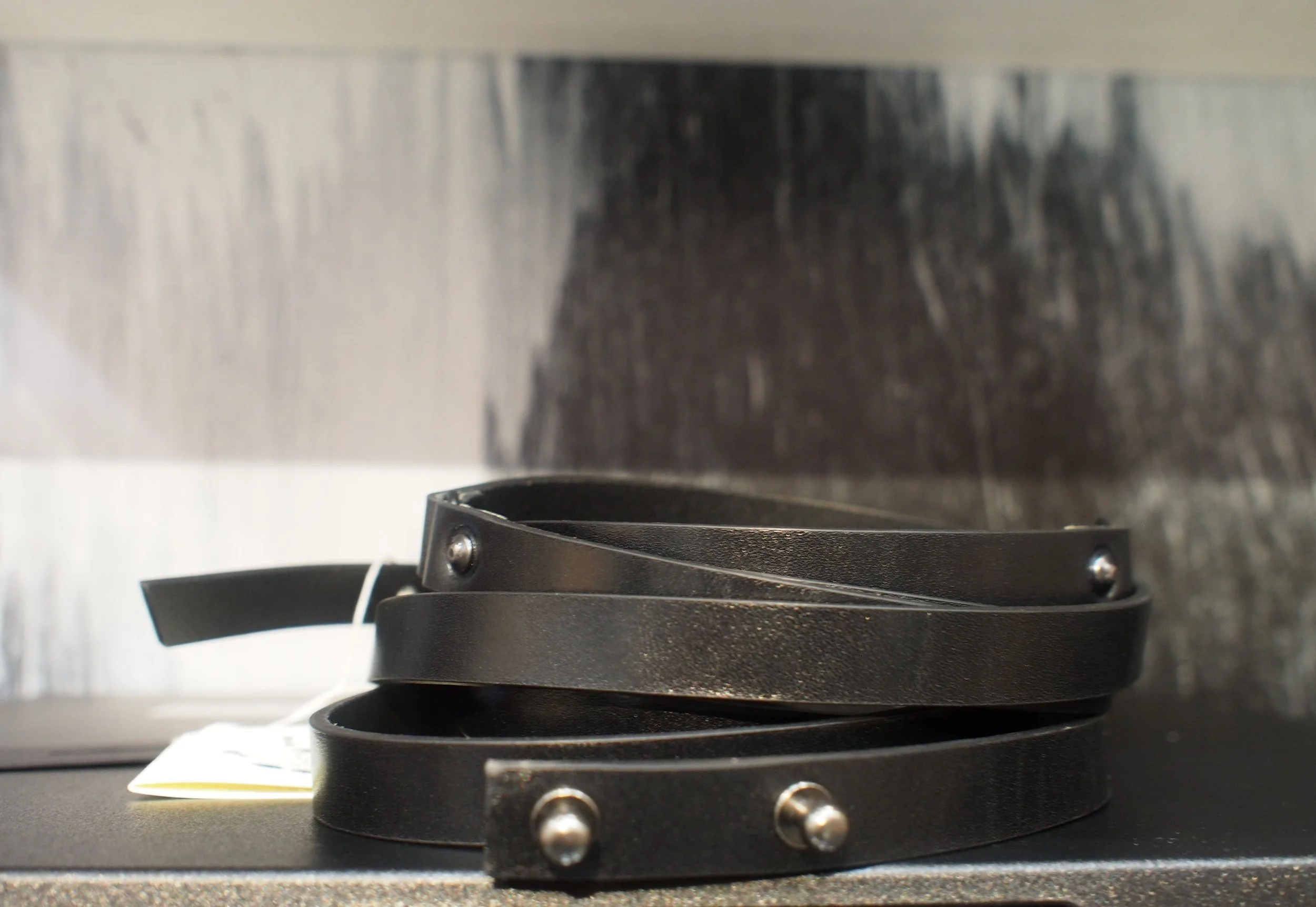 Lotus Eaters X-long wrap push stud leather belt - Black