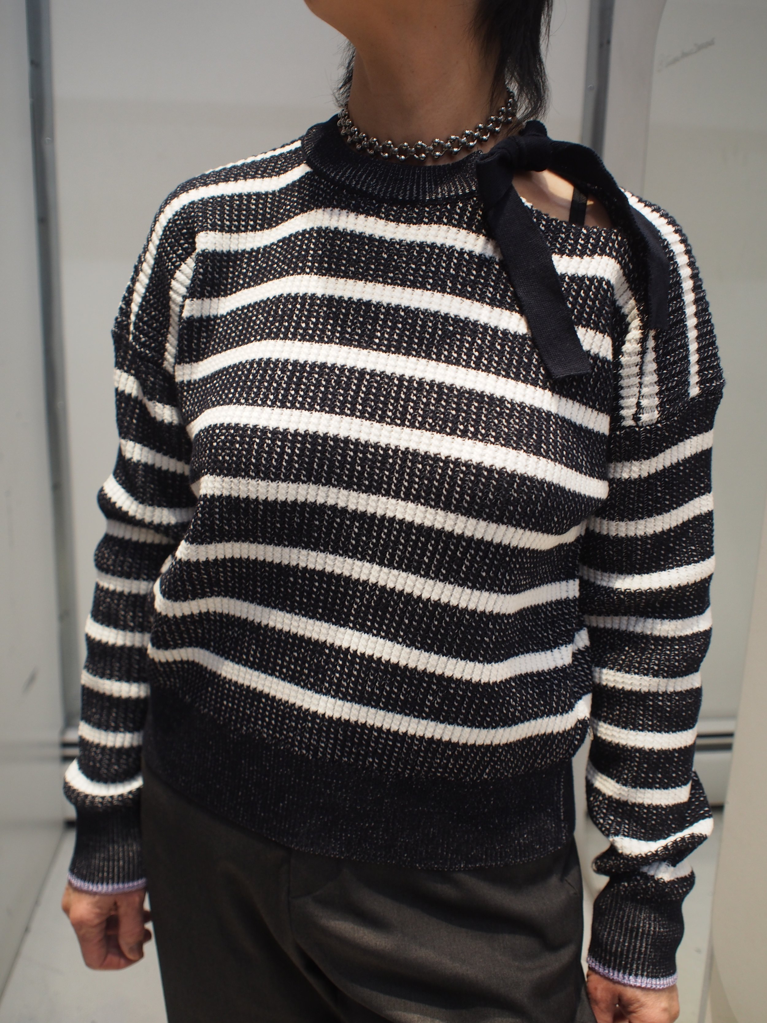 Scotch & Soda Stripe Tie neck pullover sweater - Sky captain