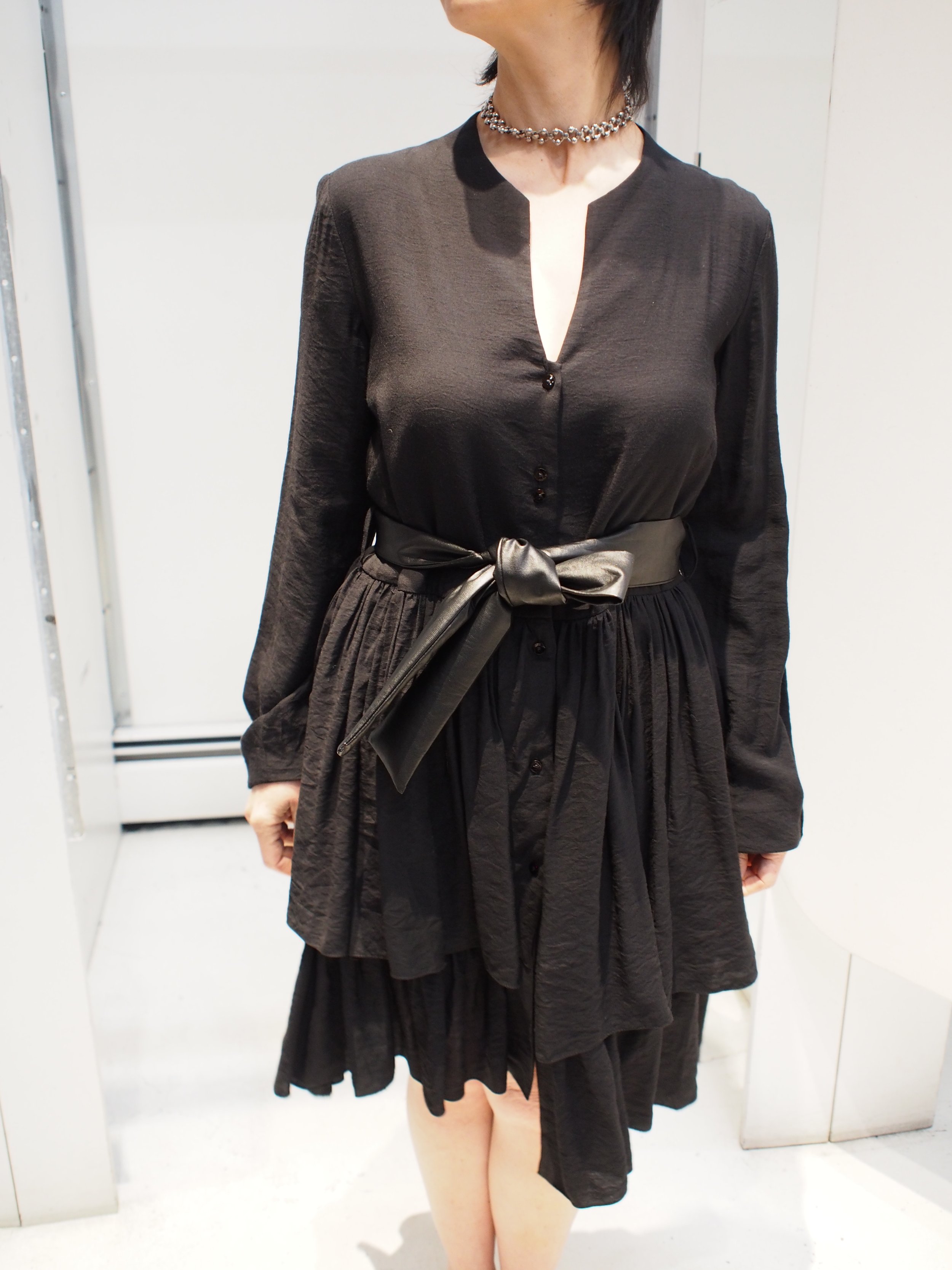 Lotus Eaters ZARKID long sleeve ruffle tiered dress - Black