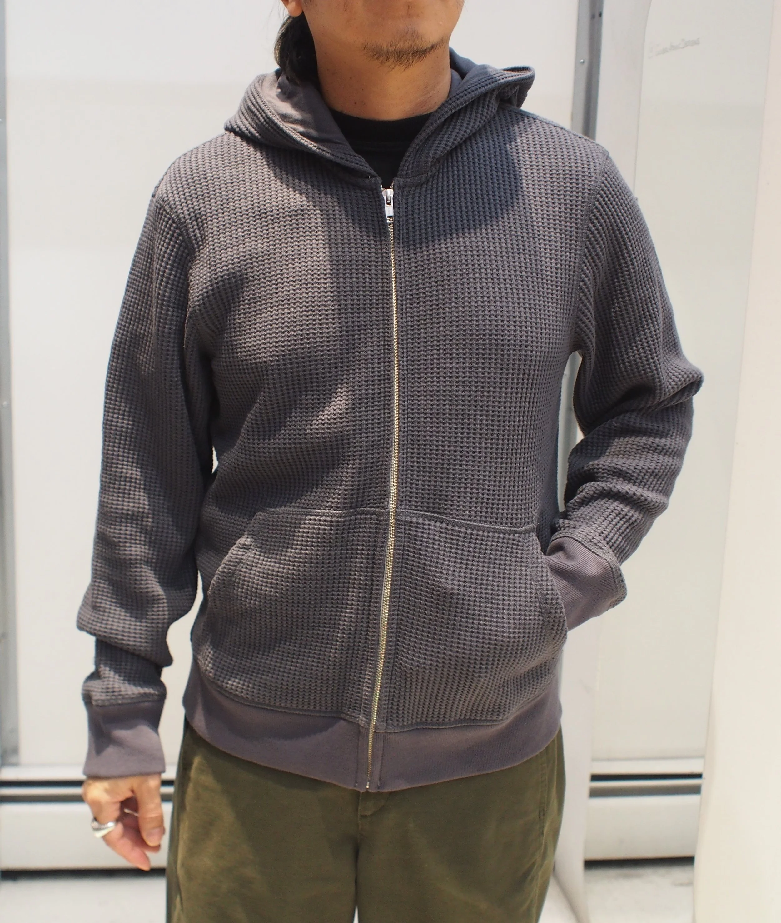 RAILS Kenton waffle thermal zip hoodie - Ink