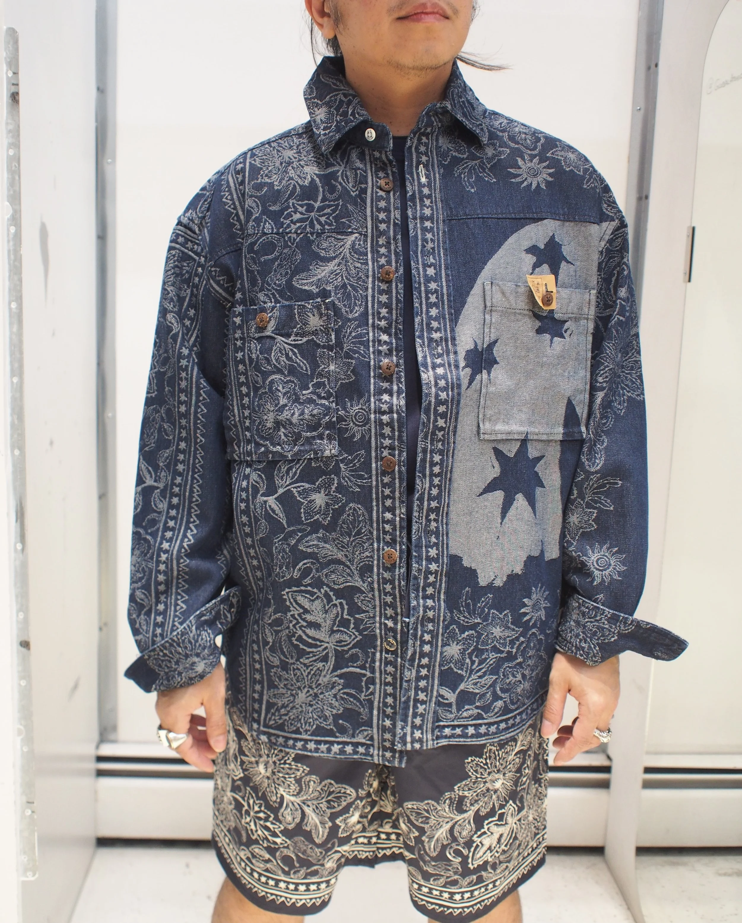Scotch & Soda Denim Jacquard Overshirt (co-ord) - Horse Bandana Blues