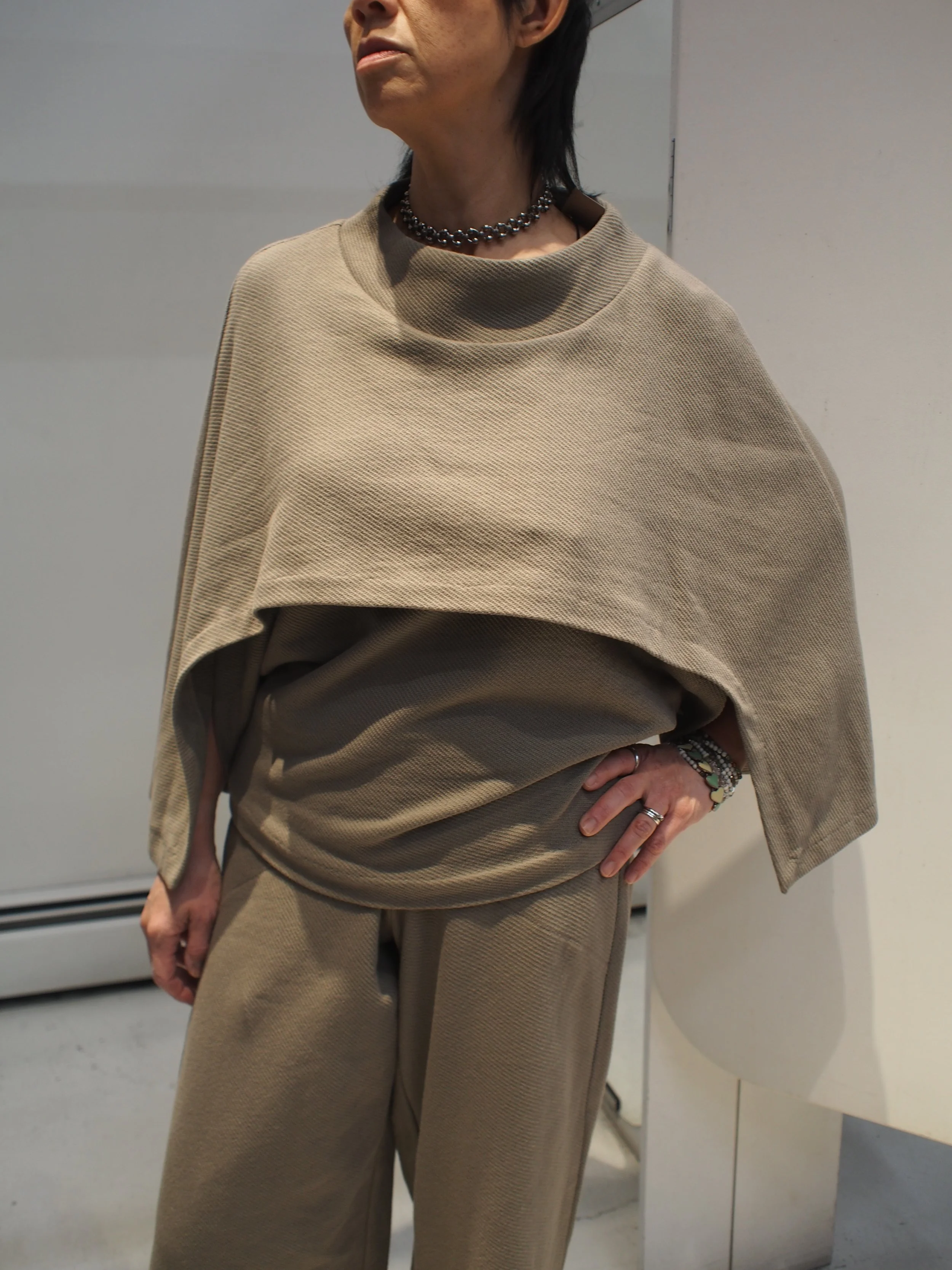 Lotus Eaters KONI cape sleeved top & matching TA wide leg pants - Khaki