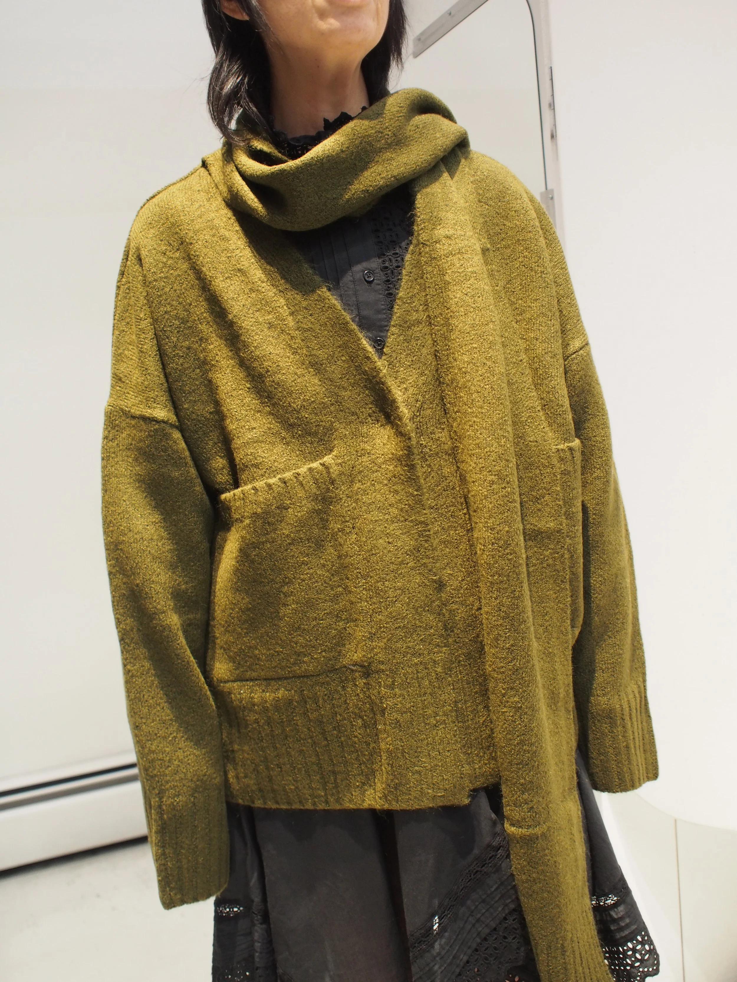 Charli London HARPER scarf neck oversized cardigan - Army