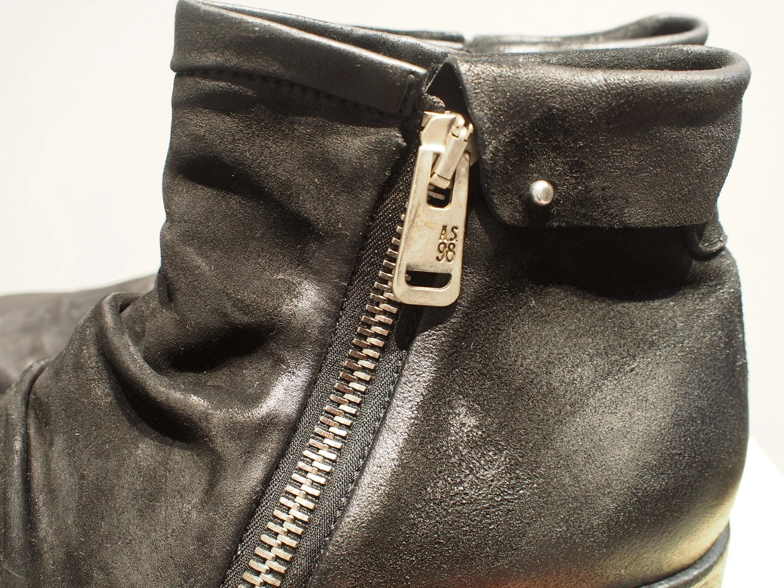 AS.98 The Clash- Double zip leather ankle boots - Black