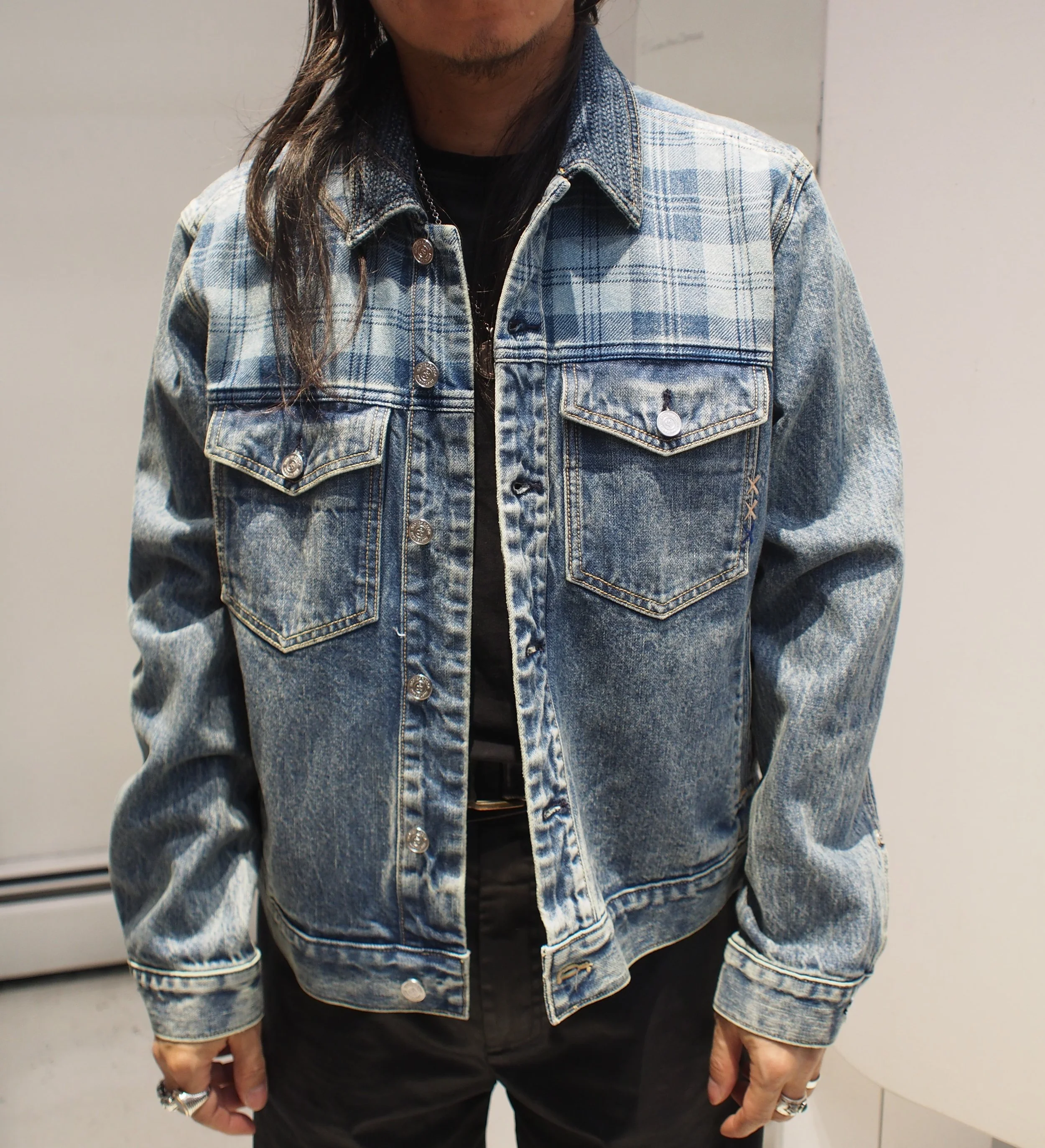 Scotch & Soda Multi textured trucker denim jacket - Washed Out Indigo