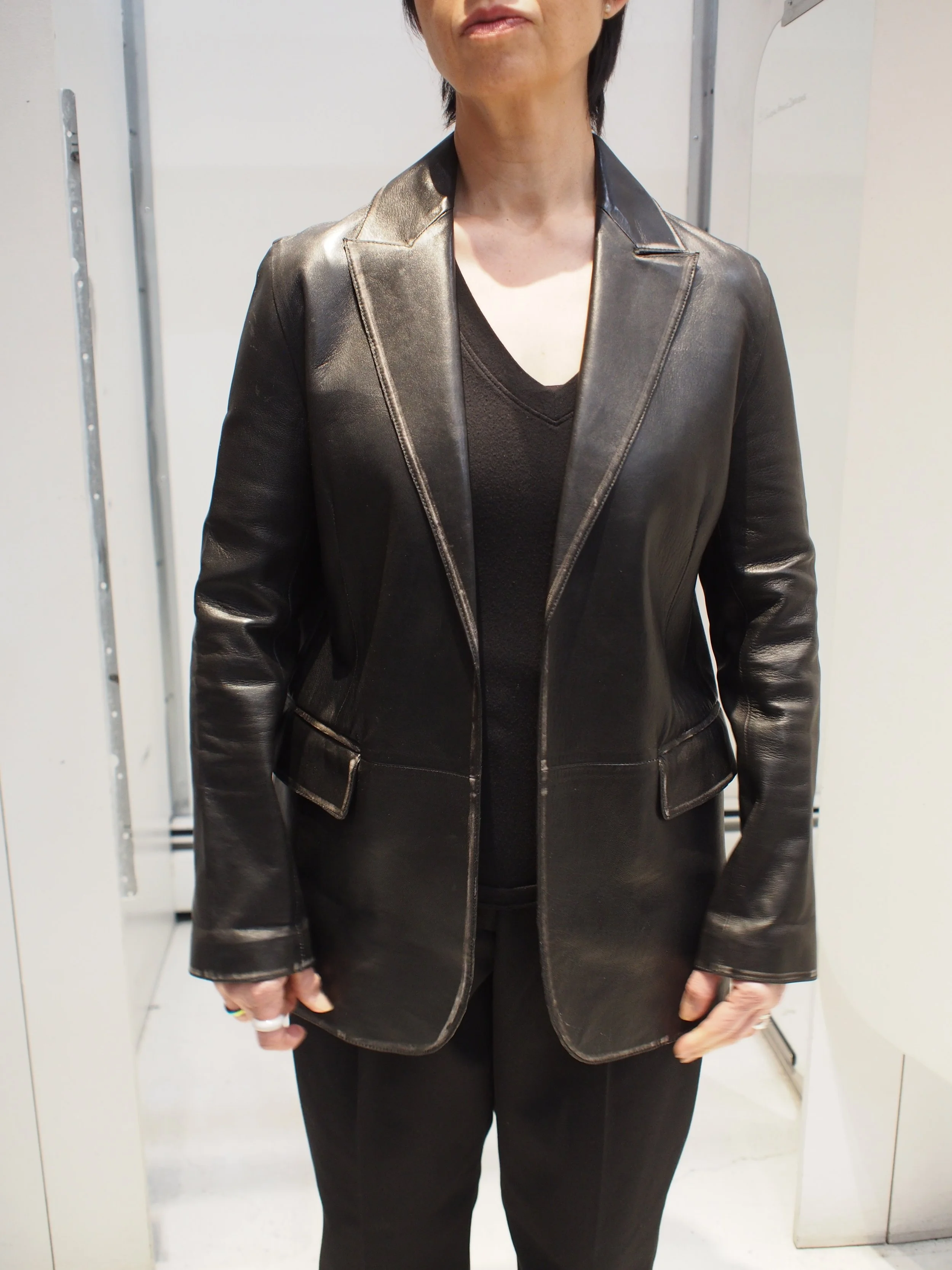 La Marque Karrin Distressed Leather Blazer