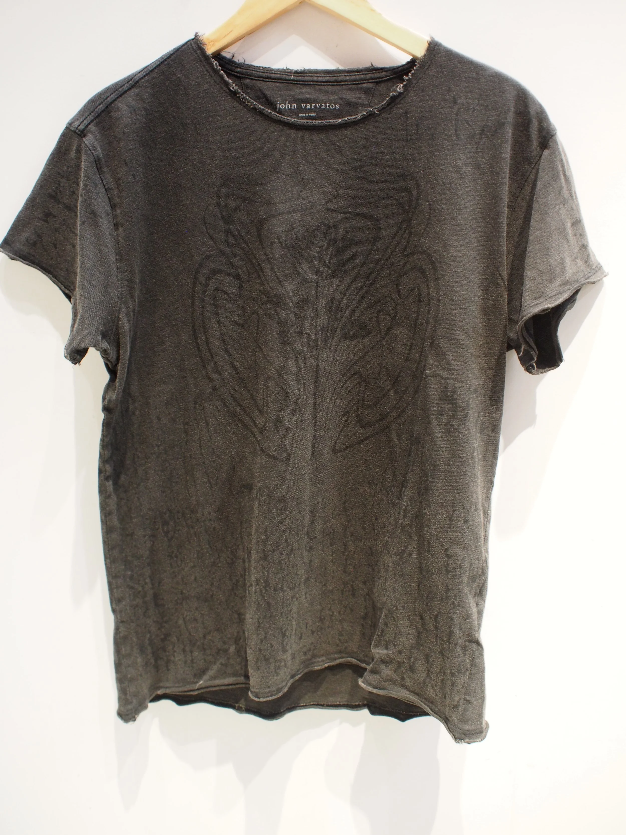 John Varvatos The Framed Rose roll neck crew tee - Charcoal