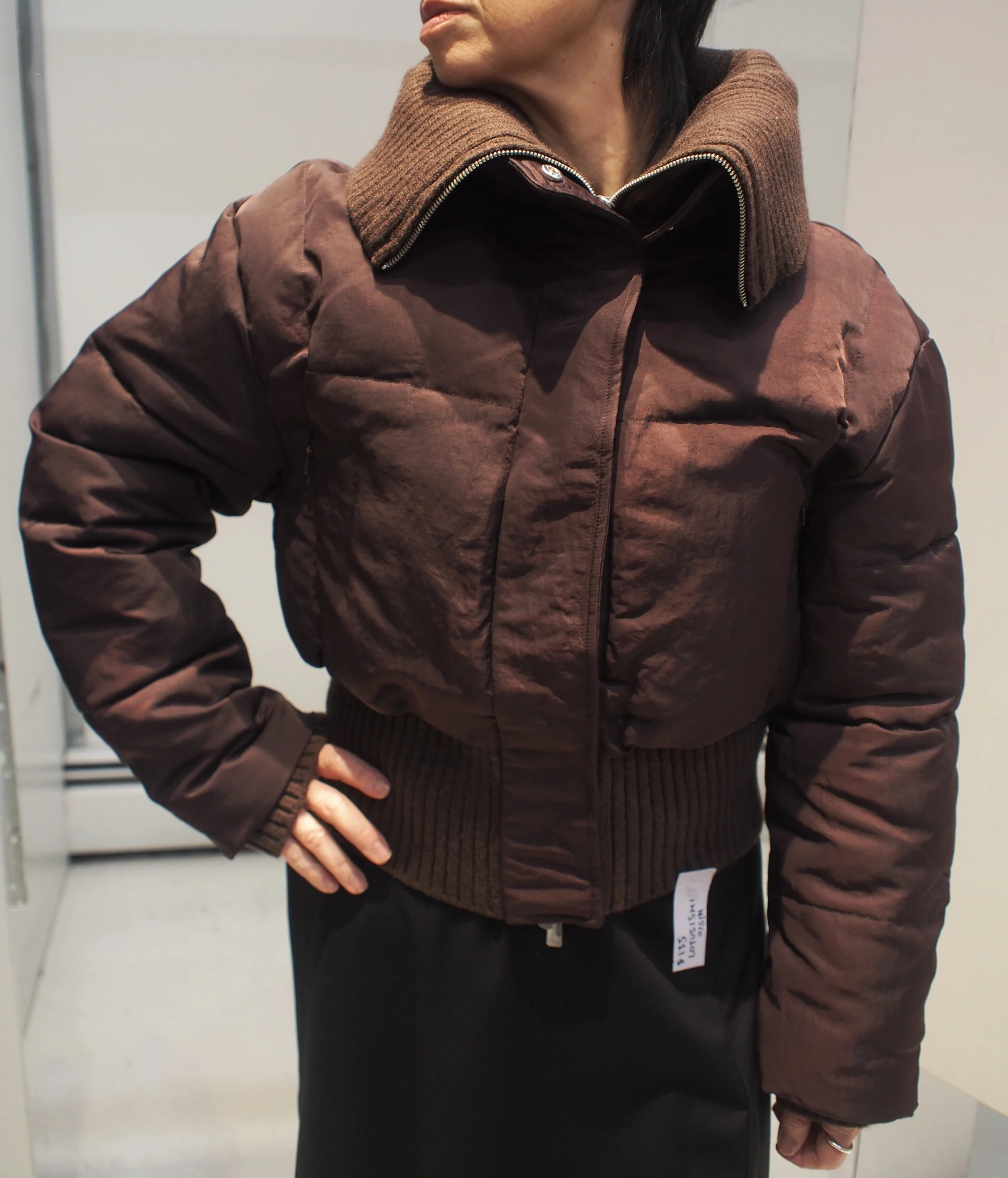 Scotch & Soda Aviator collar short puffer jacket - Chocolate Plum