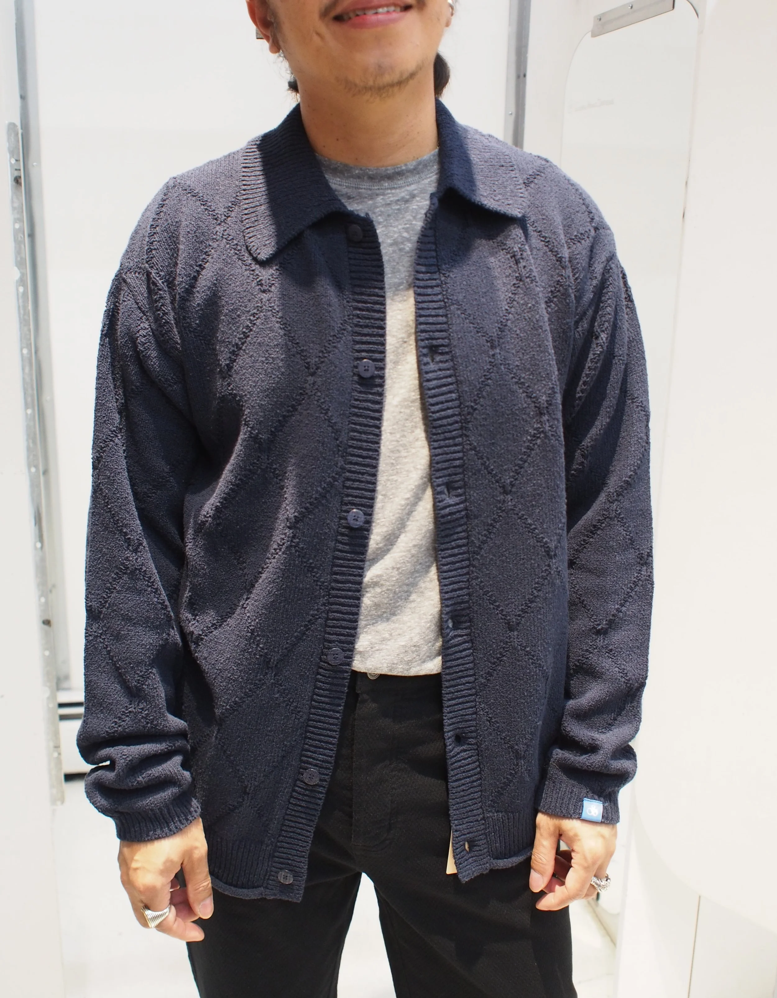 Scotch & Soda Openwork L/S cardigan shirt - Sky Captain