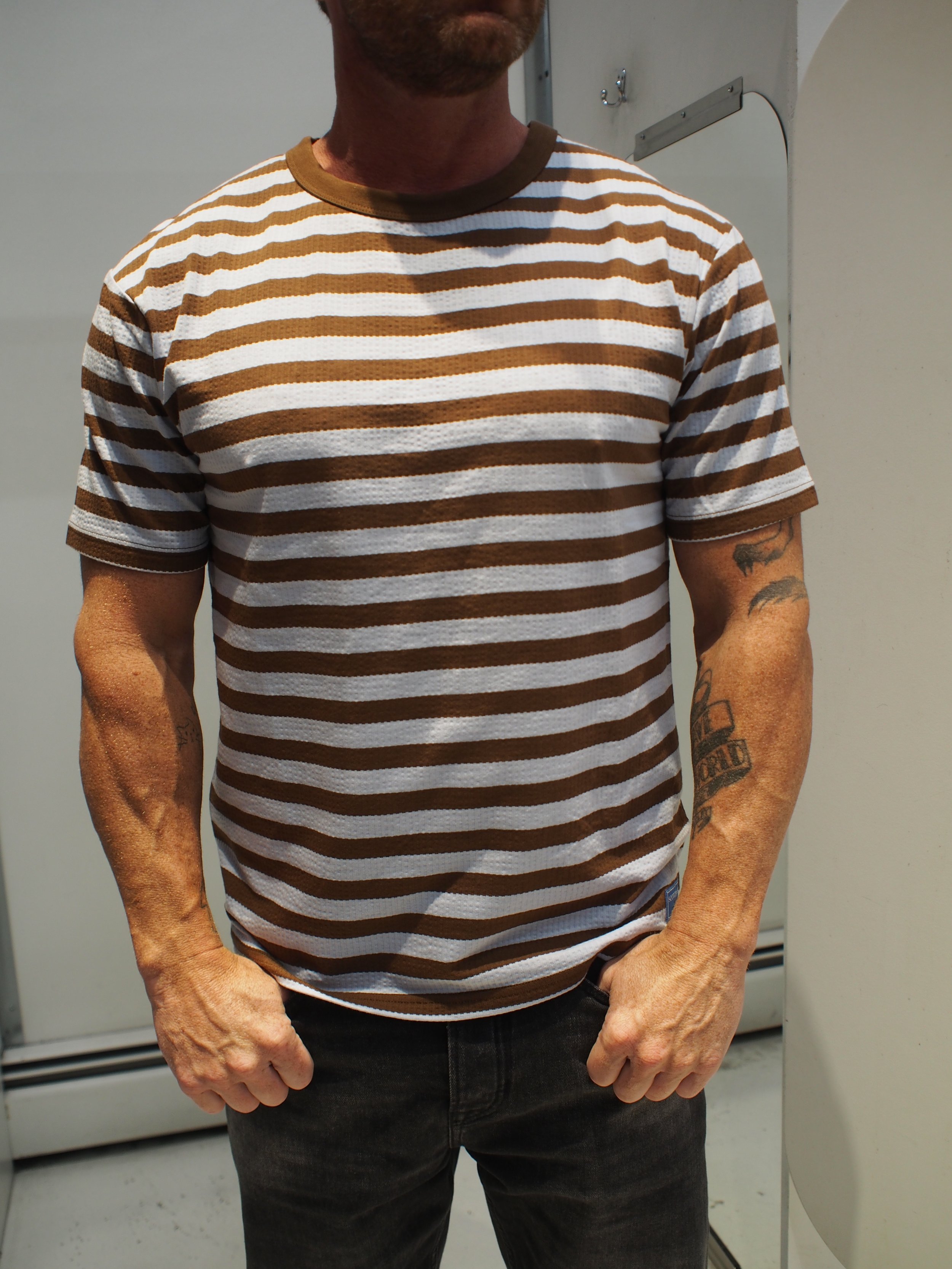 Scotch & Soda relaxed fit waffle striped tee - Cold Brew