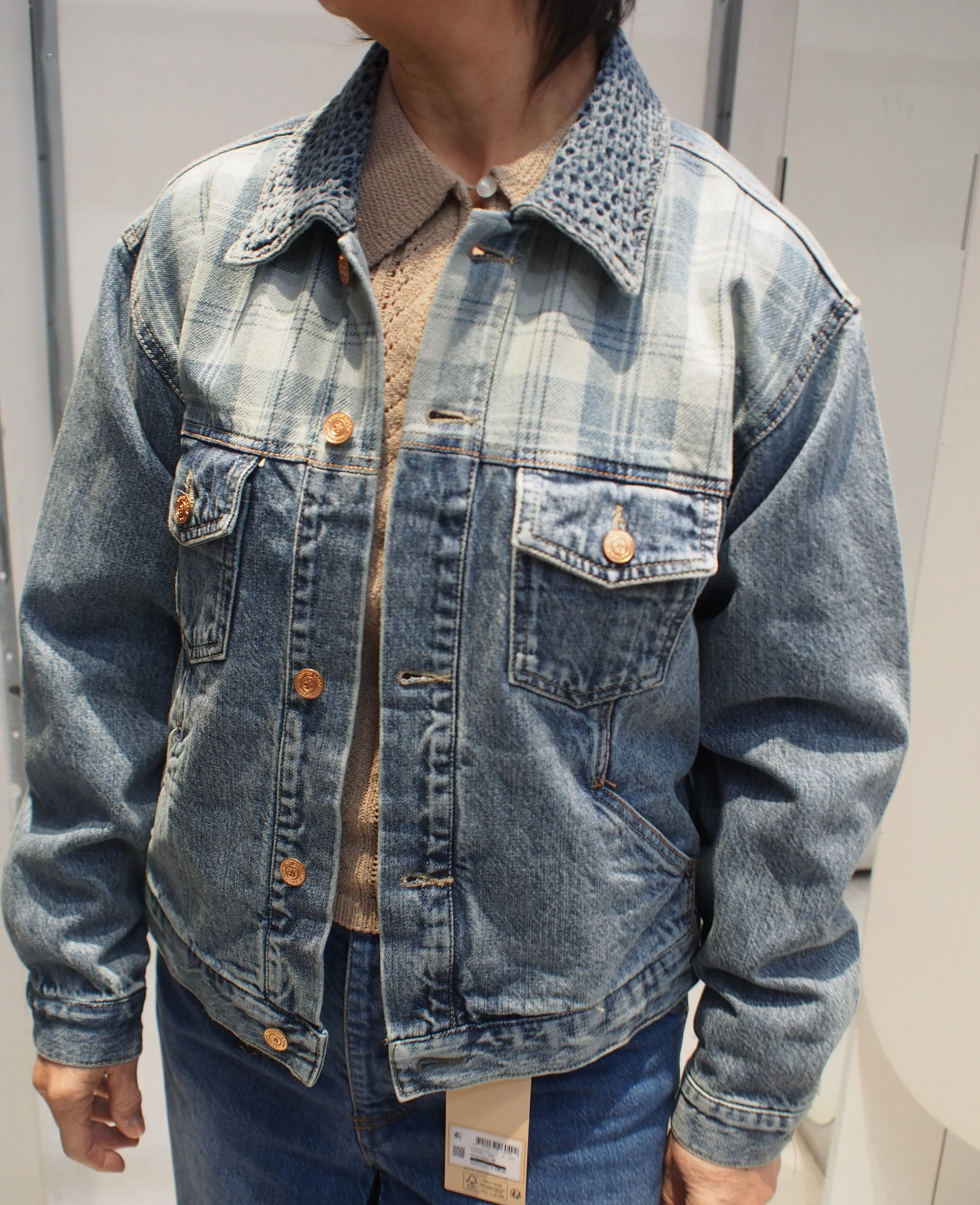 Scotch & Soda Customized denim jacket in mixed fabric - Outdoor Blue