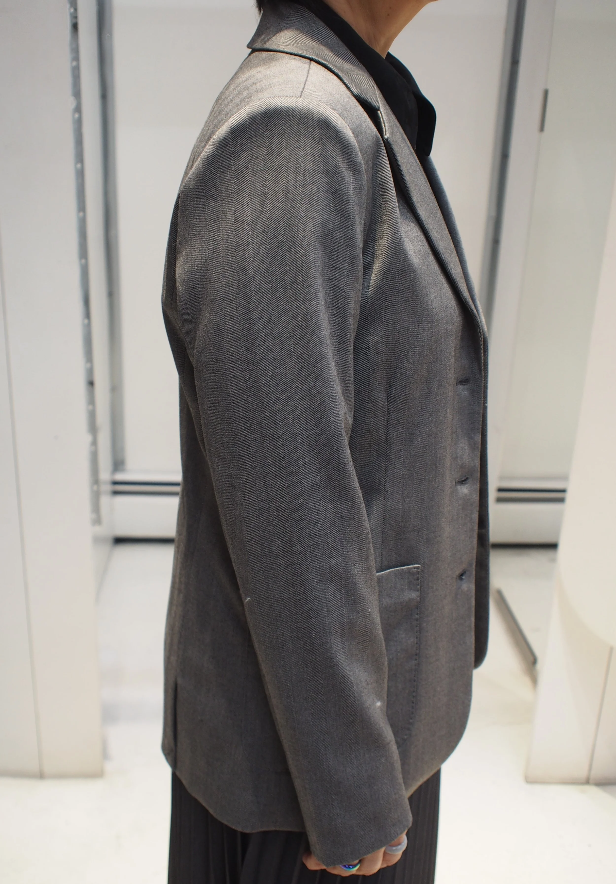 Scotch & Soda Herringbone school blazer - Mid grey melange