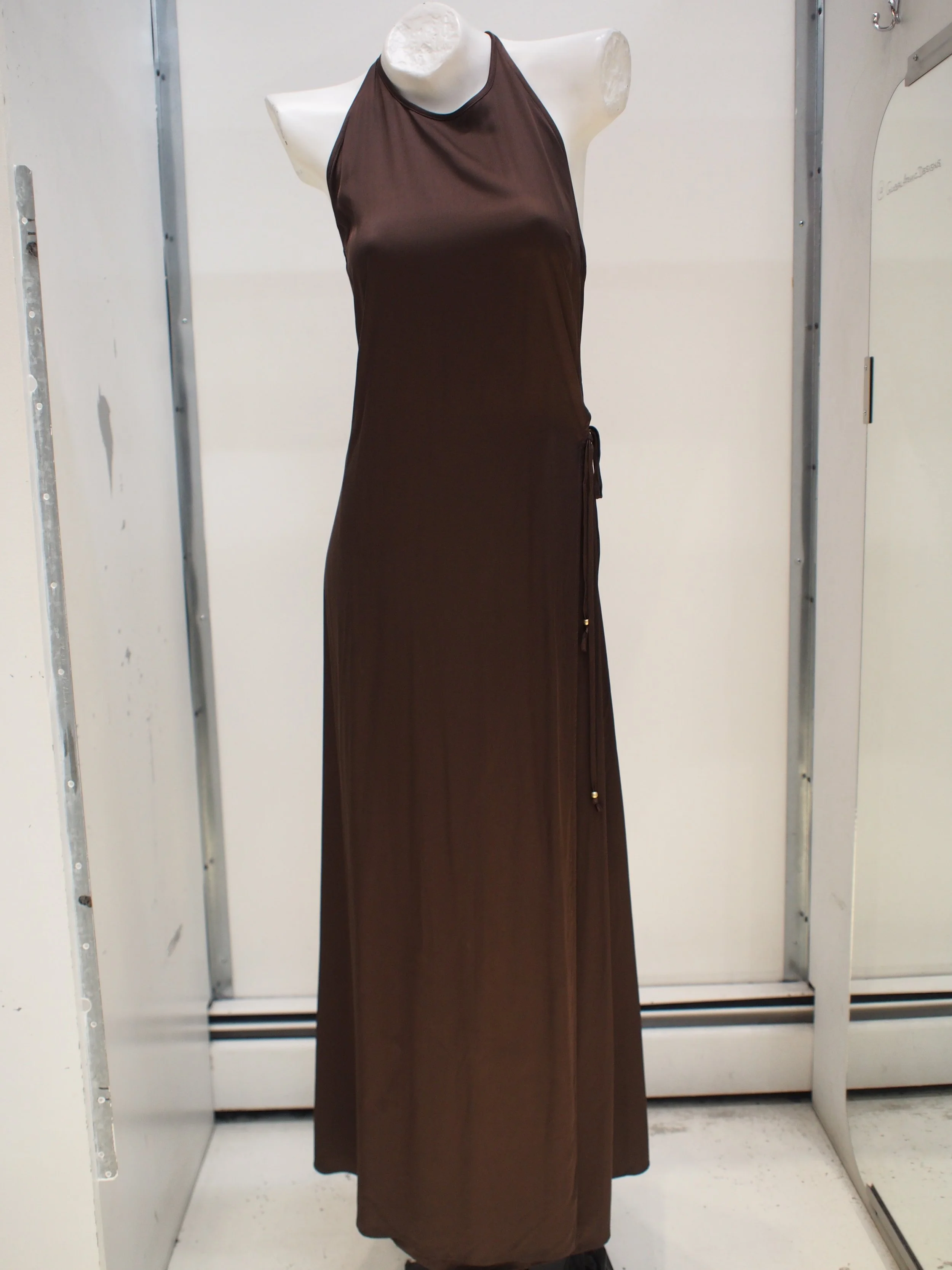 Scotch & Soda Viscose Satin halter wrap maxi dress - Hot Fudge