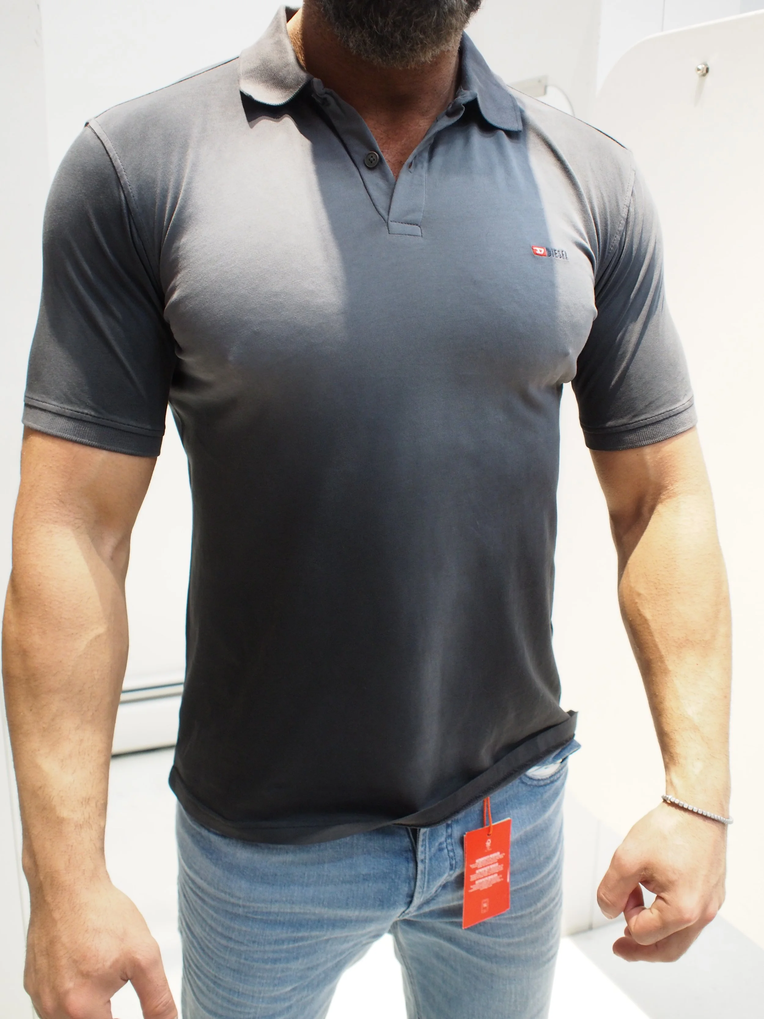 DIESEL T-REJUST-R3 spray effect jersey polo shirt - 9XX Shadow