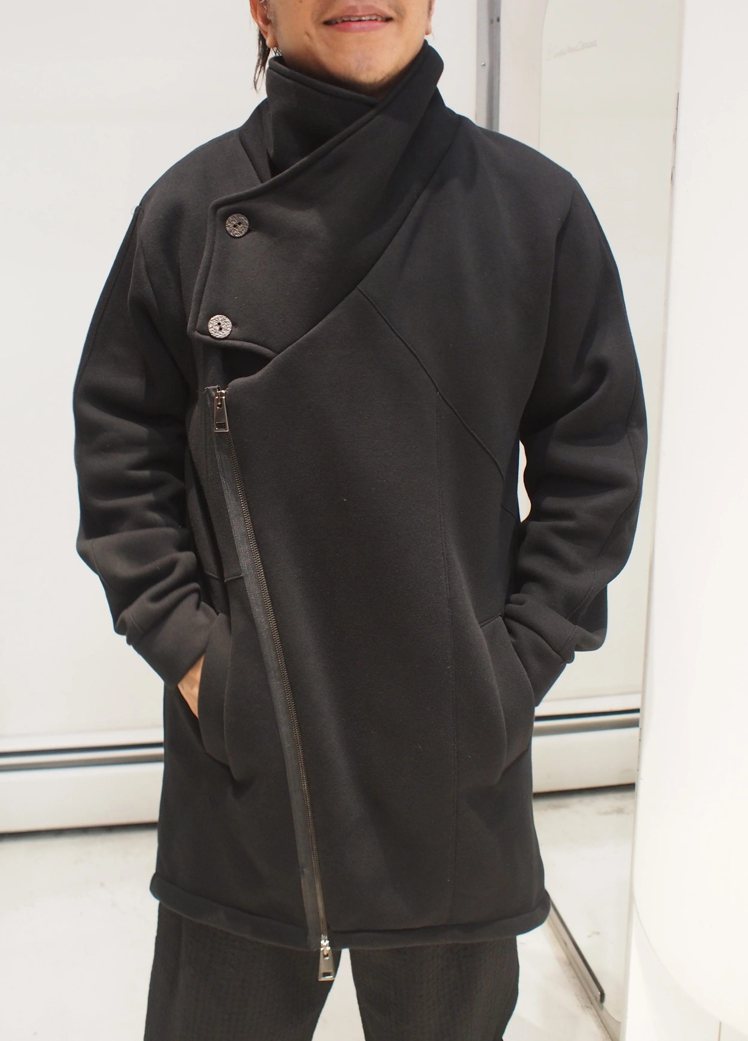 La Haine Inside Us 3M LM028 Double fleece Asymmetrical  PARKA - Black