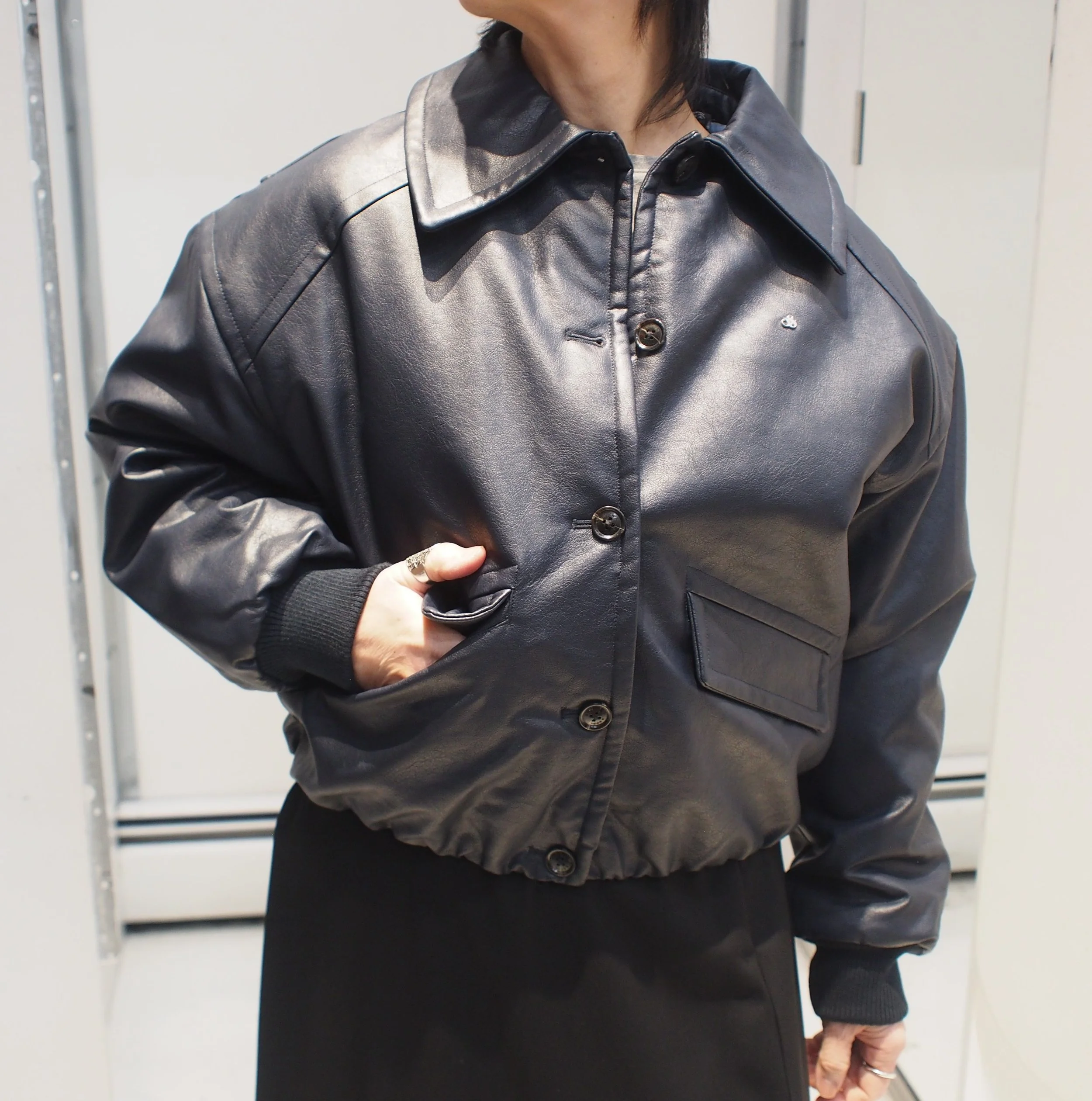 Scotch & Soda Faux Leather blouson bomber jkt - Dark Navy