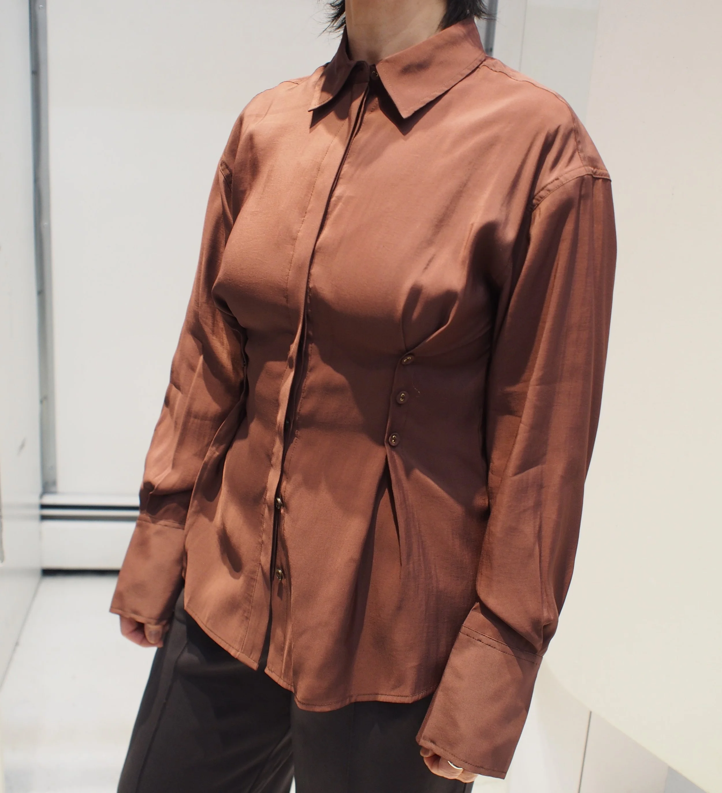 Scotch & Soda Button waisted l/s shirt - Bitter Chocolate