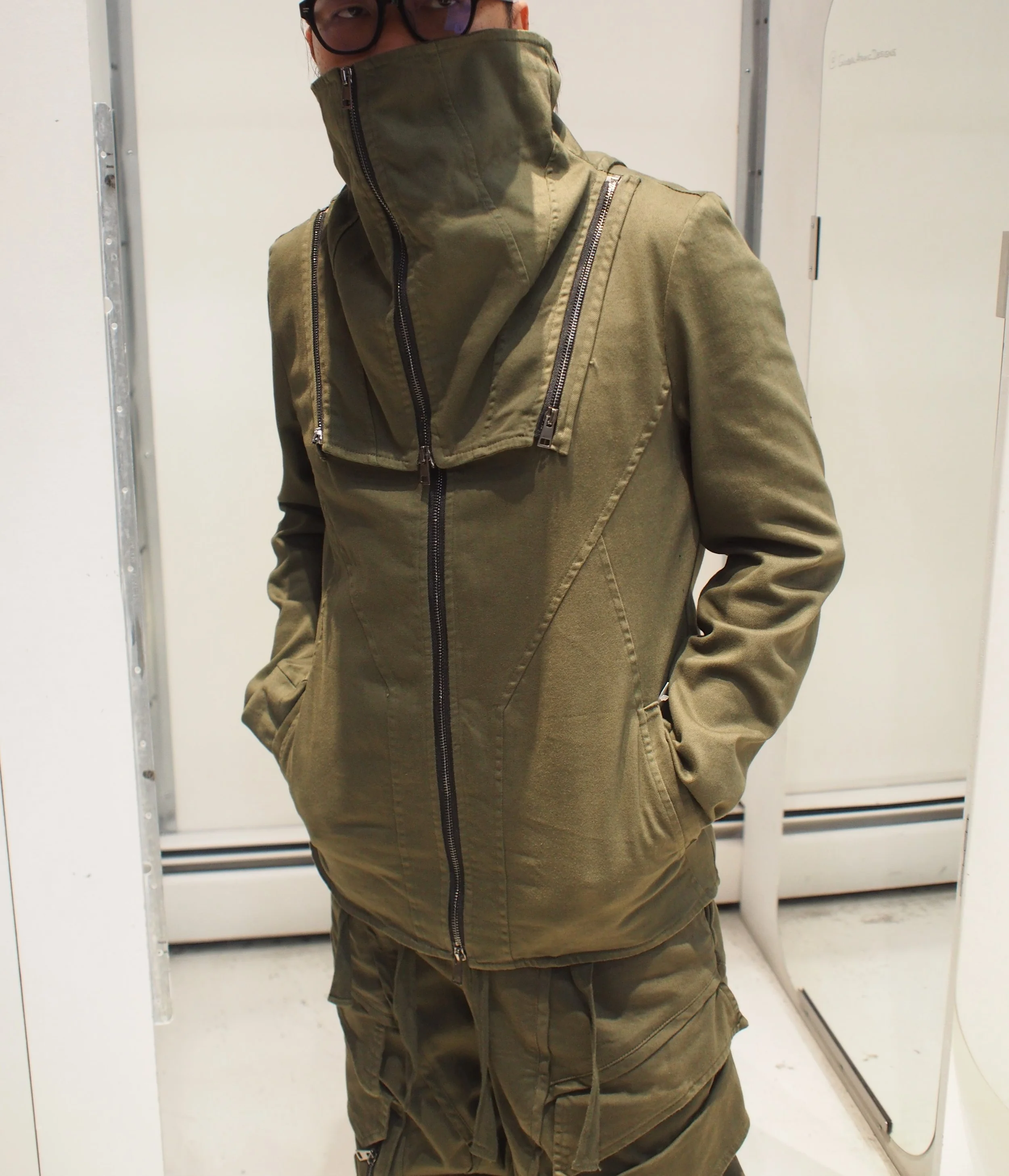 La Haine Inside Us 3B LM194 Convertible neck JACKET - Green