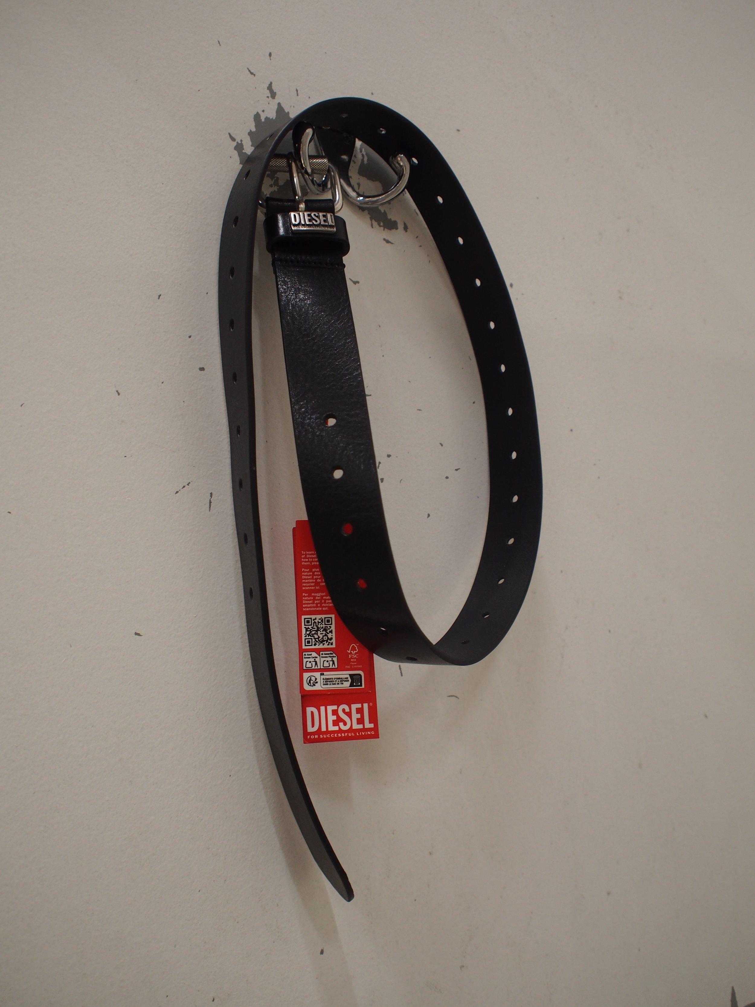 DIESEL B-BISCOTTO-LOOP II leather belt - Black