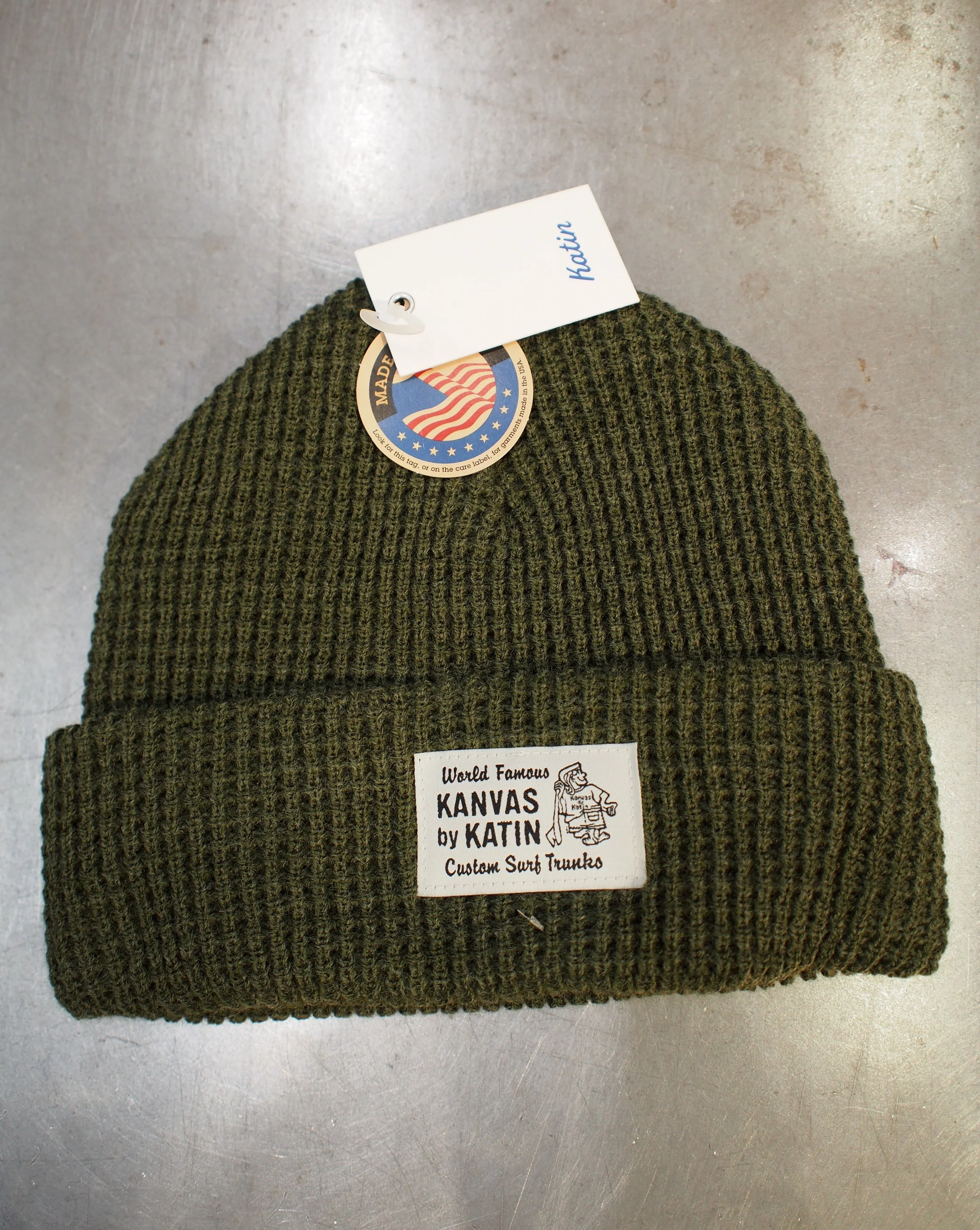 KATIN Banner waffle watchcap beanie - Olive Heather