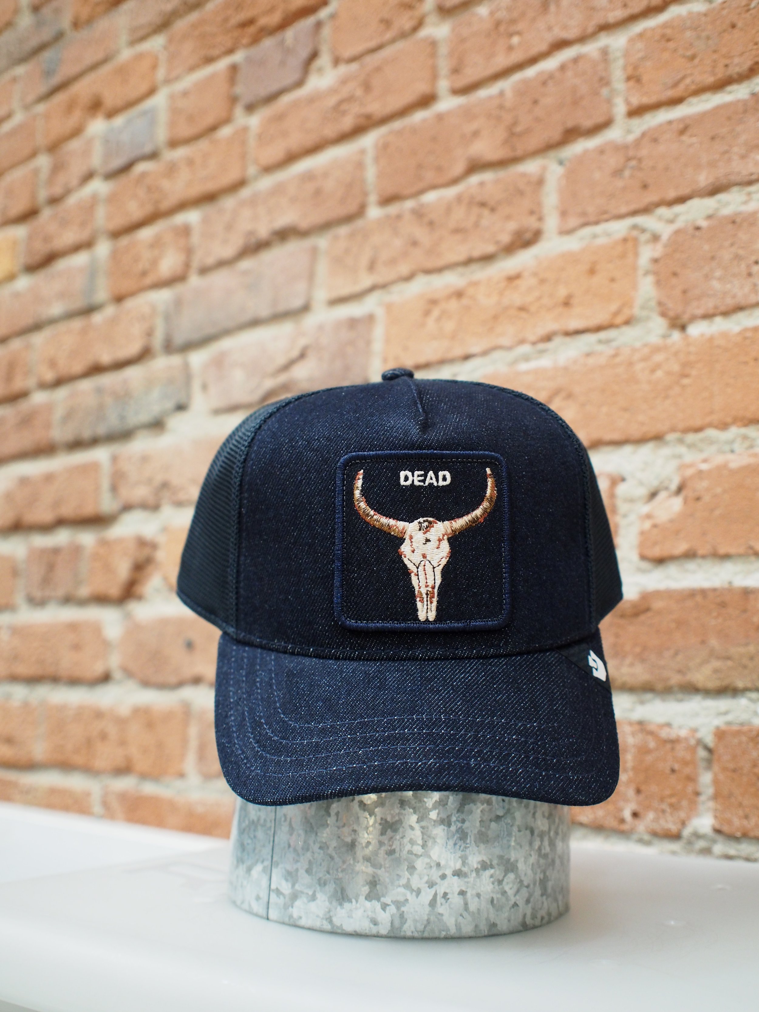 Goorin Bros Denim Dead Skull trucker hat - Dark Indigo